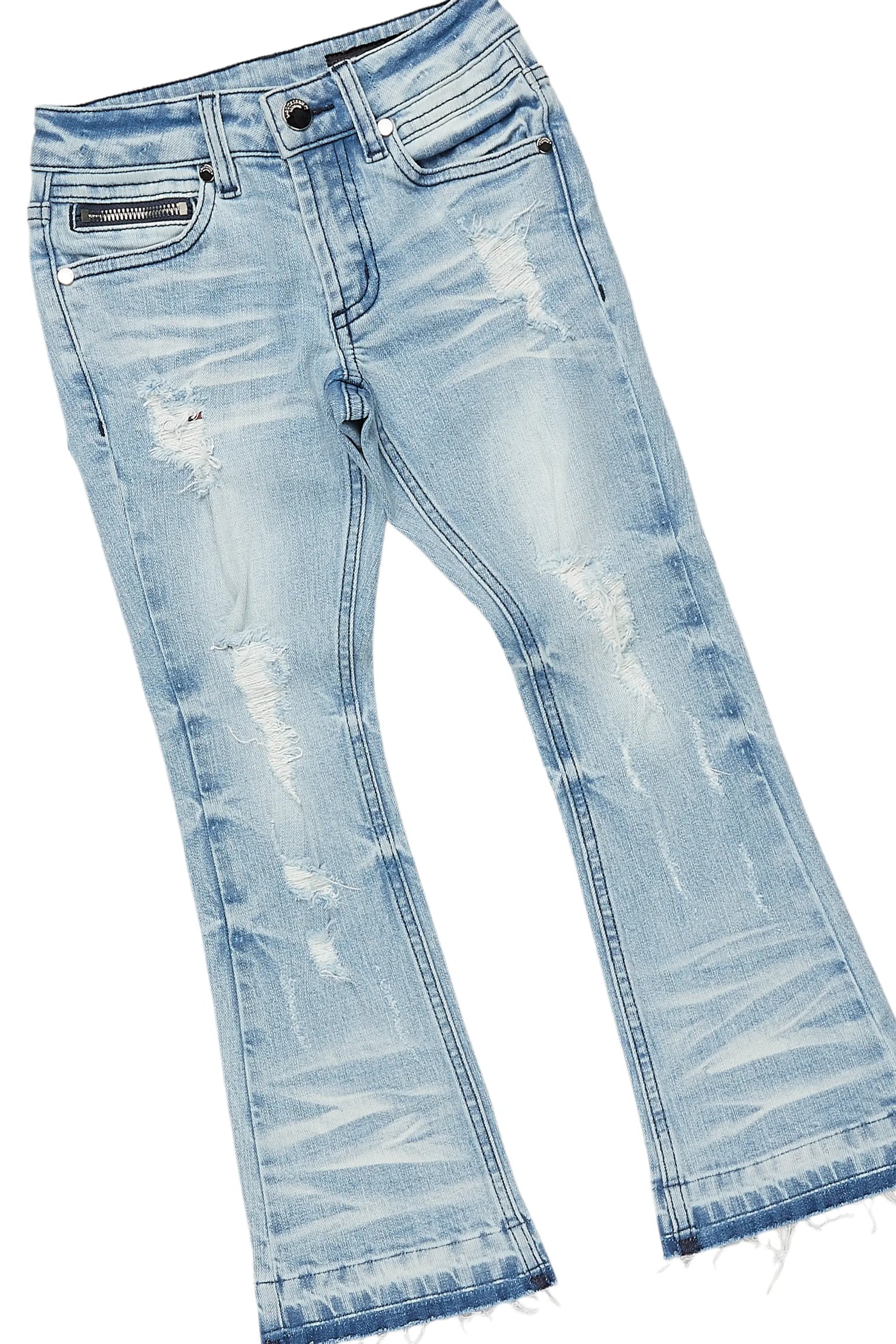 Boys Bubble Red Hoodie/Stacked Flare Jean Set