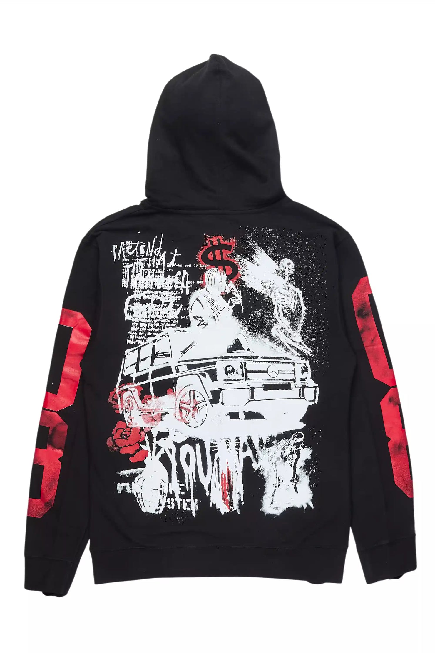 Grill Black/White Distressed Graphic Hoodie