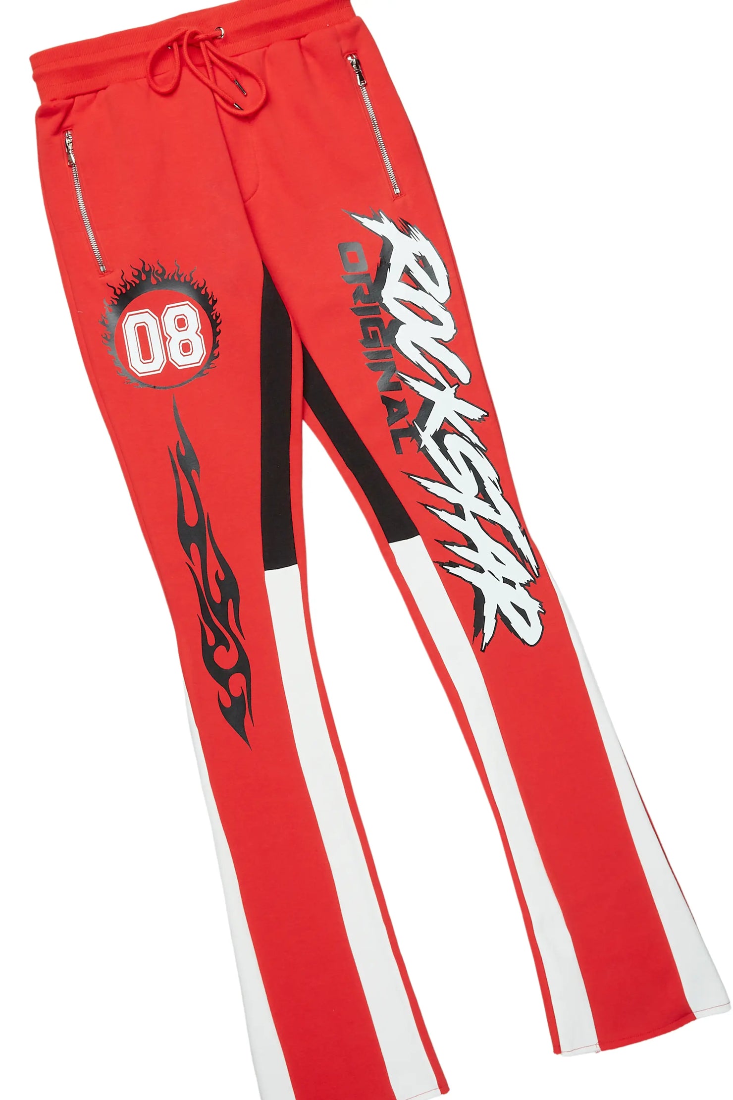 Draven Red Hoodie/Stacked Flare Track Pant Set