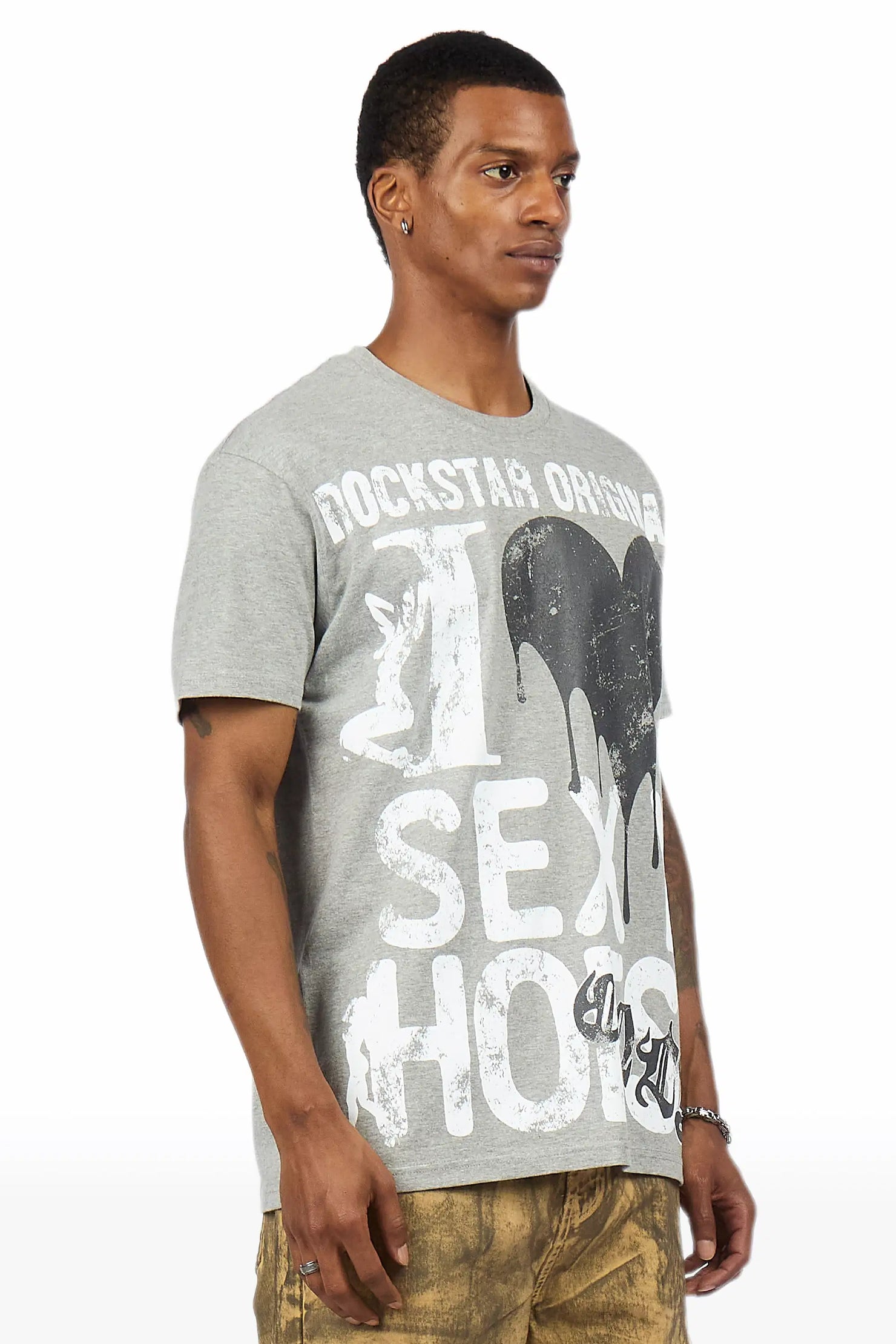 Sovar Grey Oversized Graphic T-Shirt