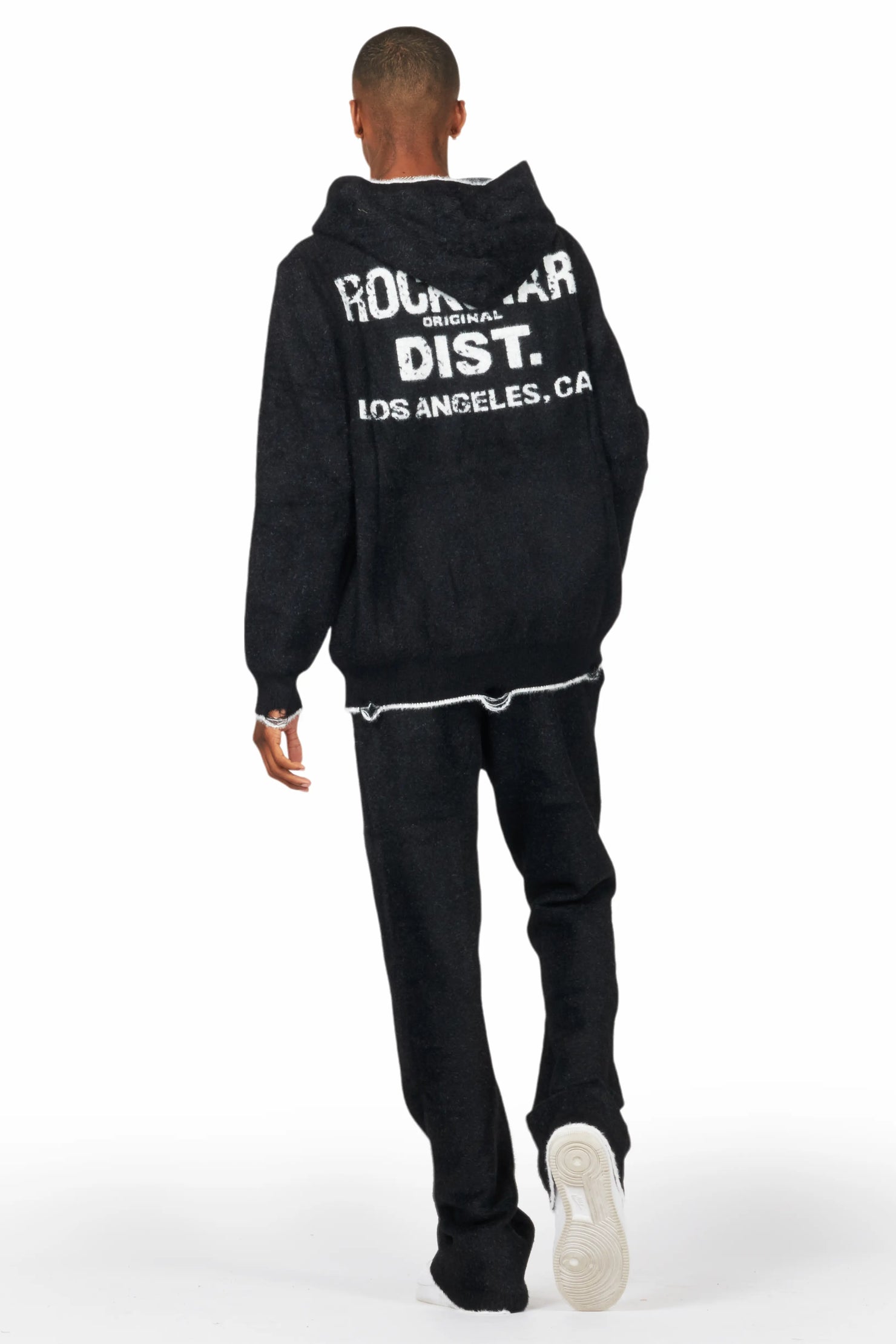 Lake Mohair Black Knit Track set