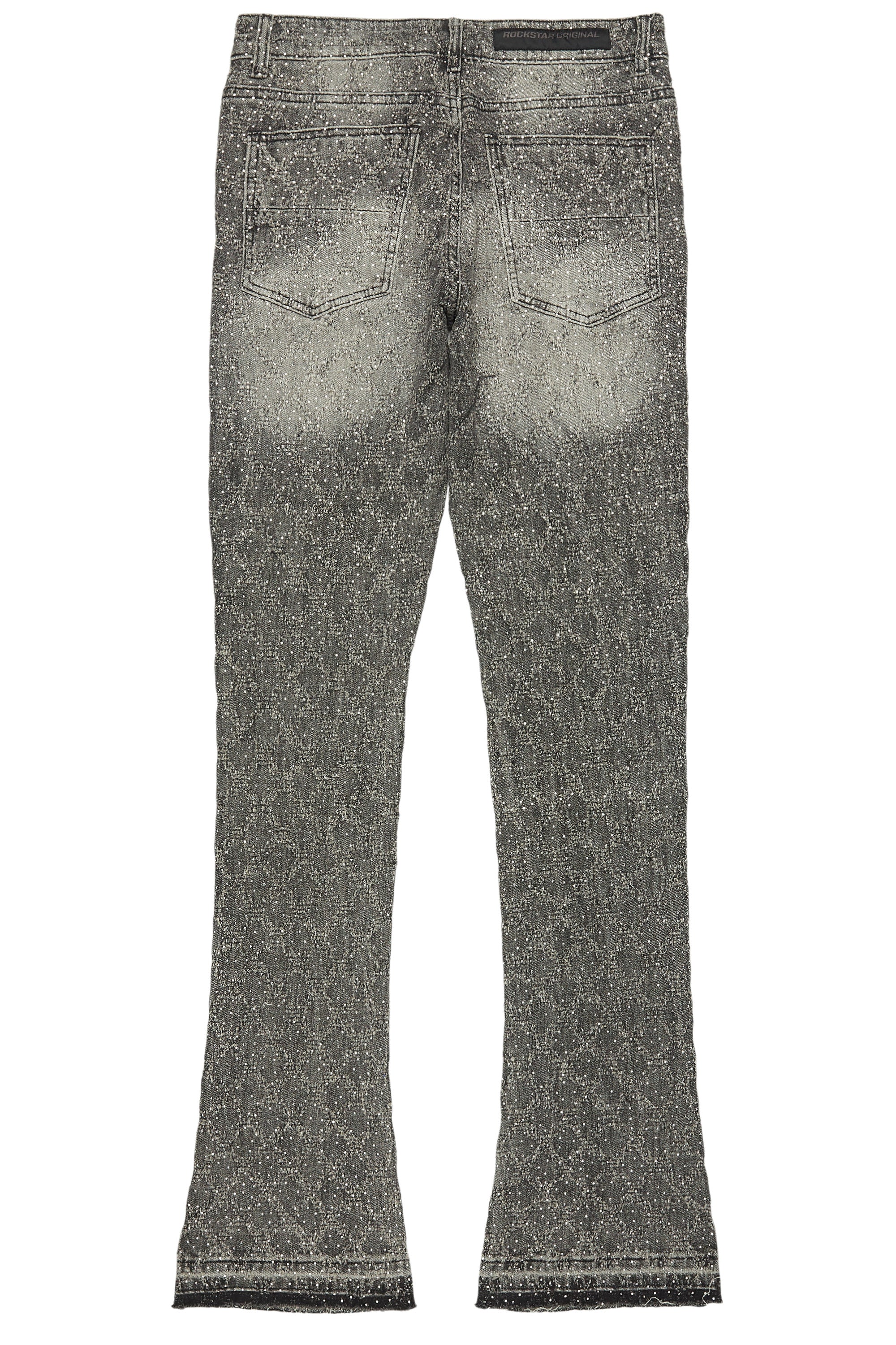 Glit Grey Rhinestone Stacked Flare Jean– Rockstar Original