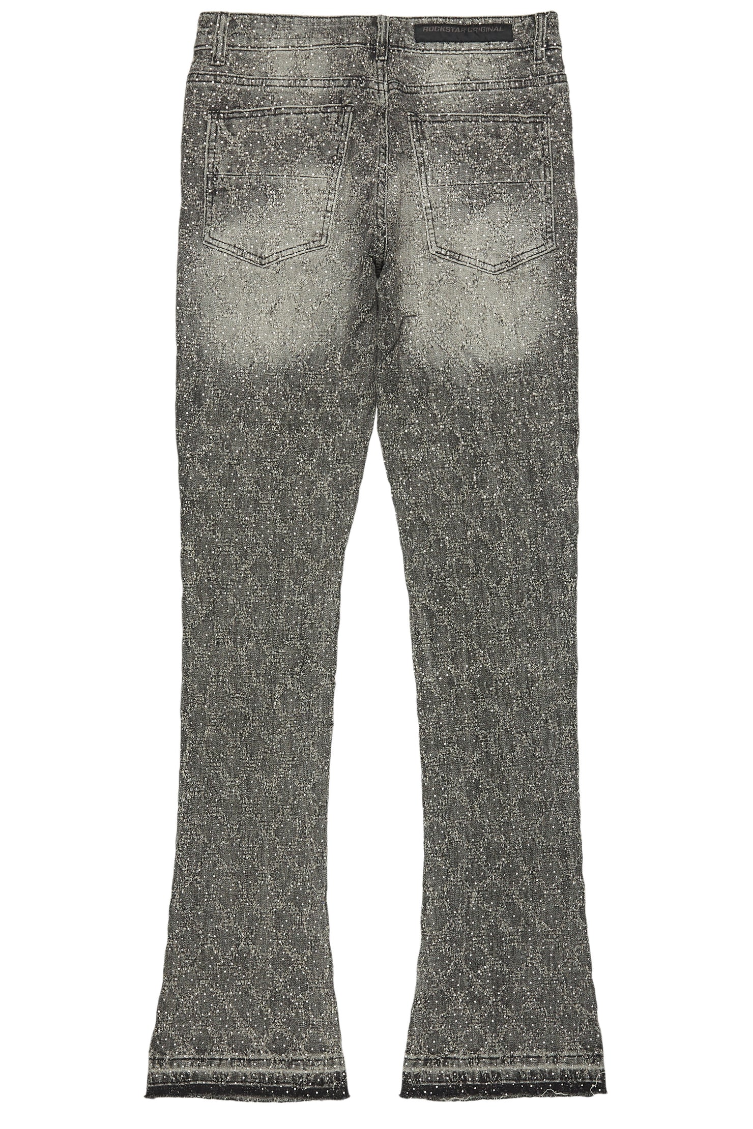 Glit Grey Rhinestone Stacked Flare Jean