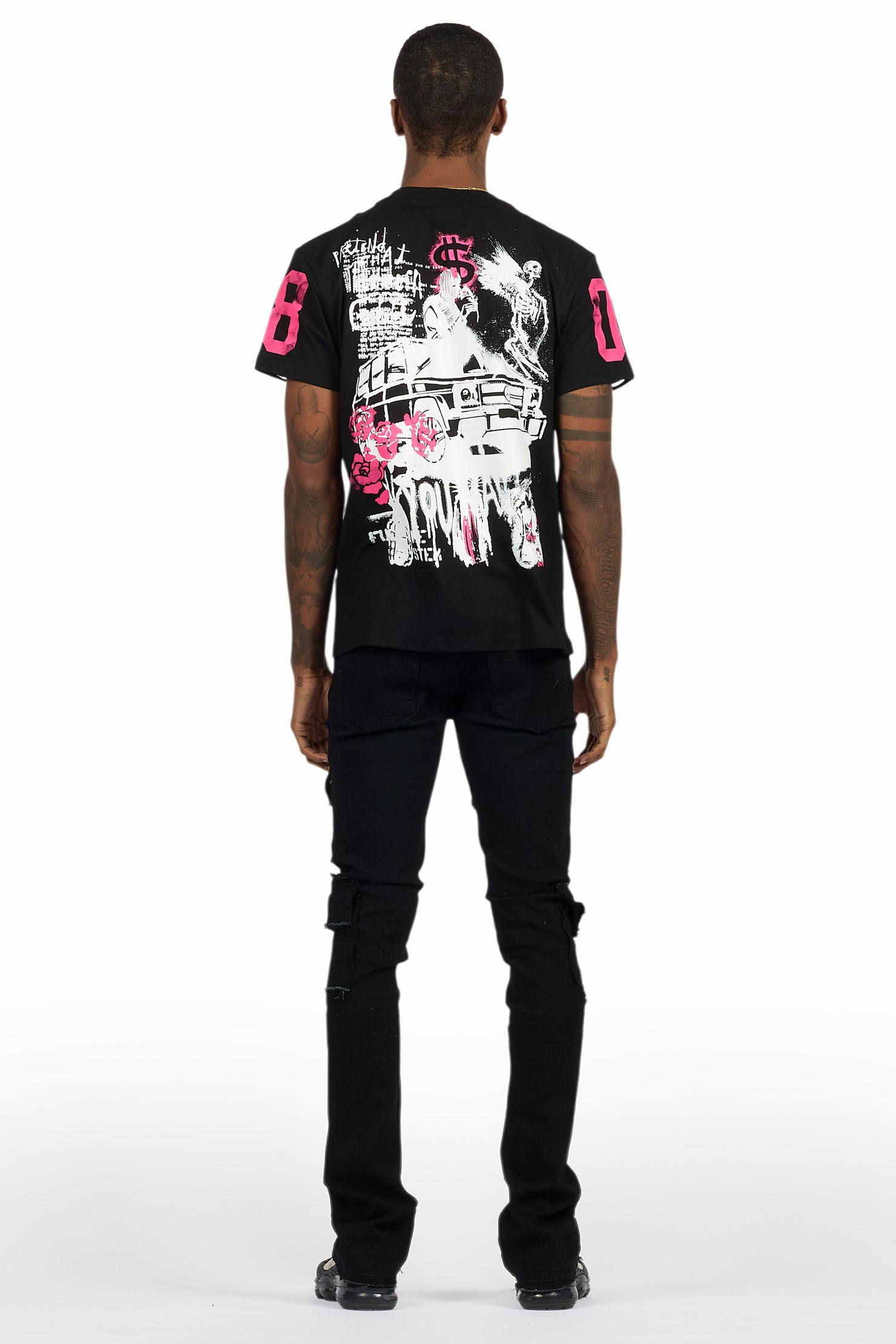 Grill Black T-Shirt/Stacked Flare Cargo Jean