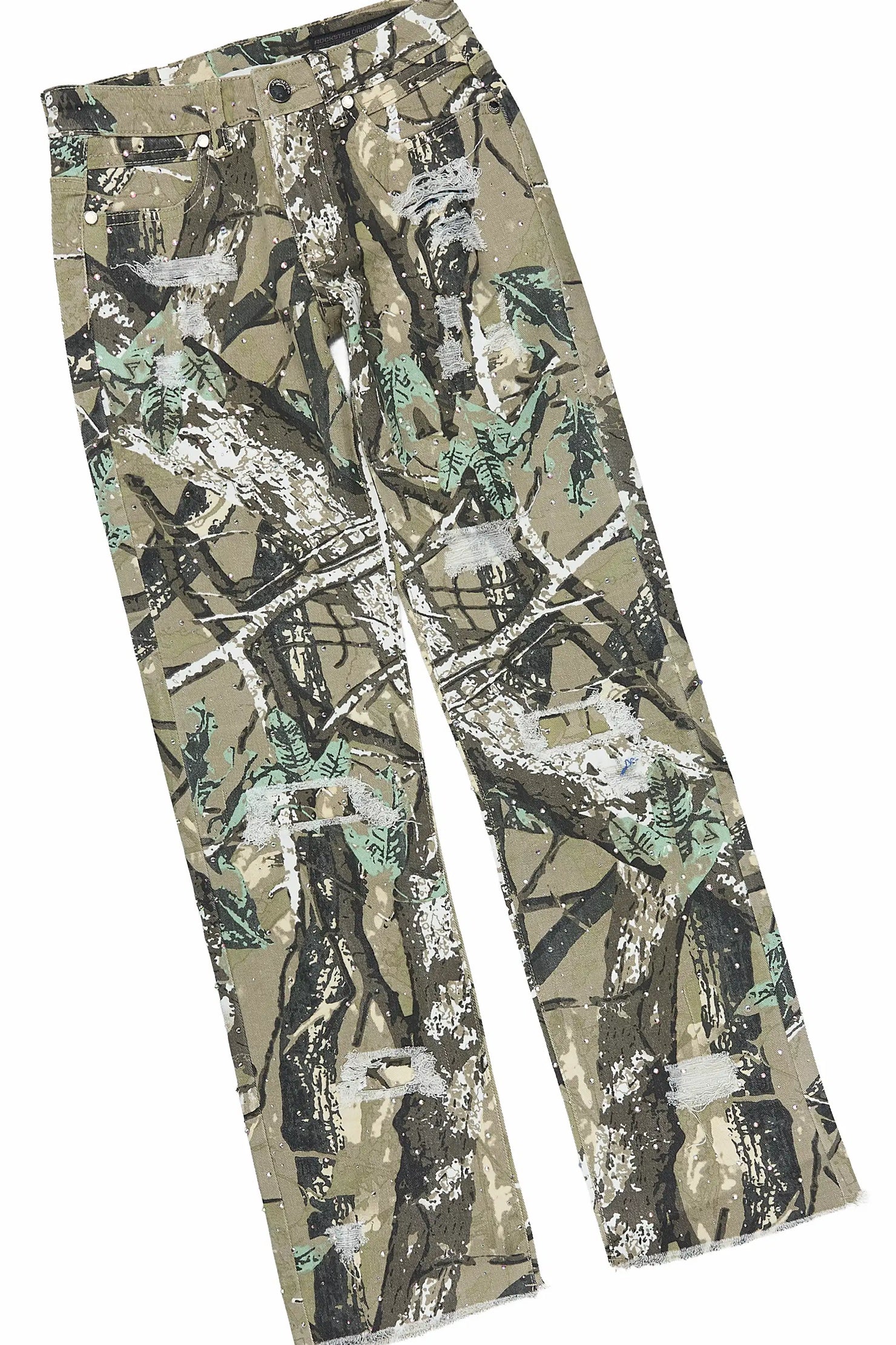 Girls Caltropy Black/Camo Long Sleeve T-Shirt Rhinestone Jean Set