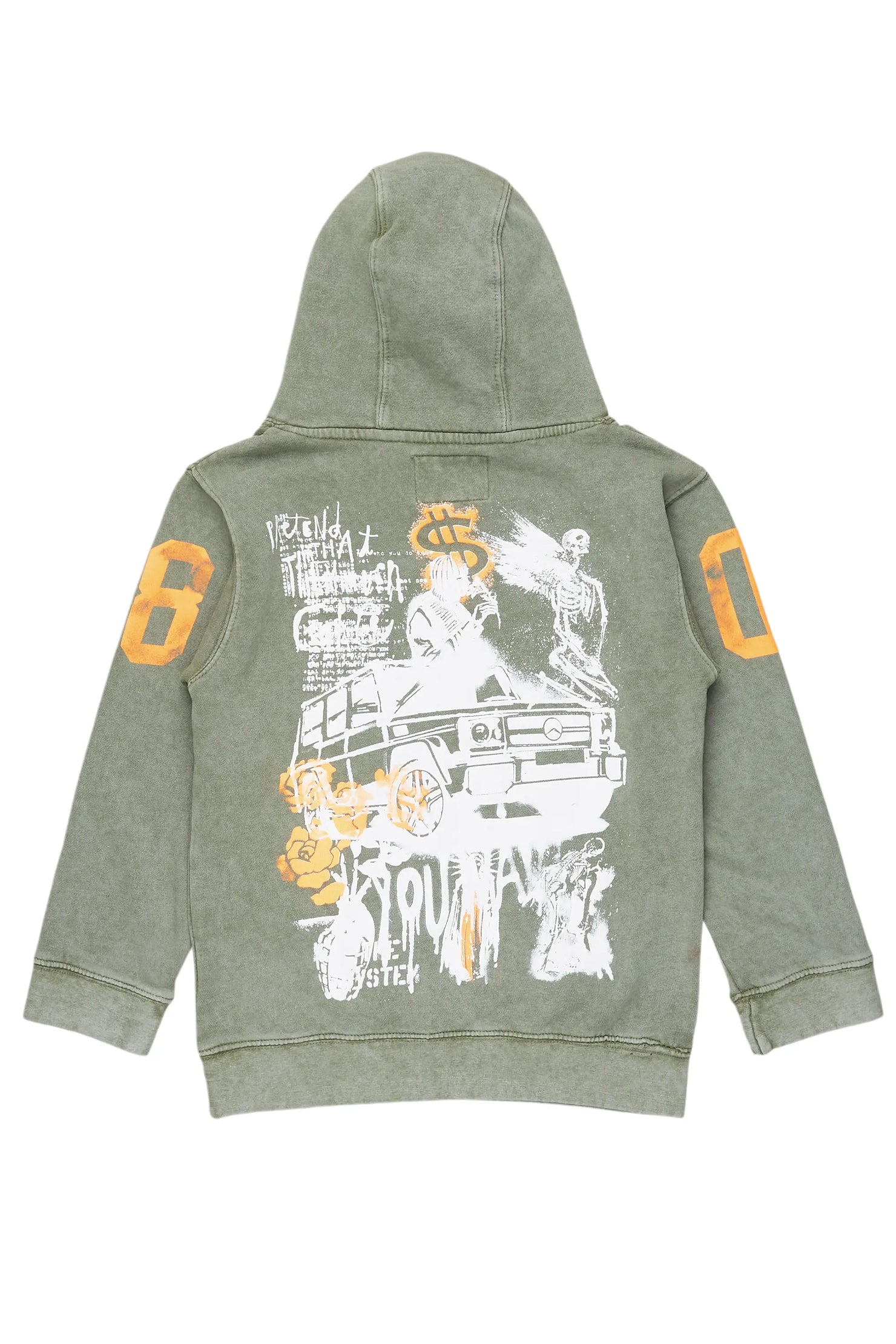 Boys Beau Vintage Green Graphic Hoodie