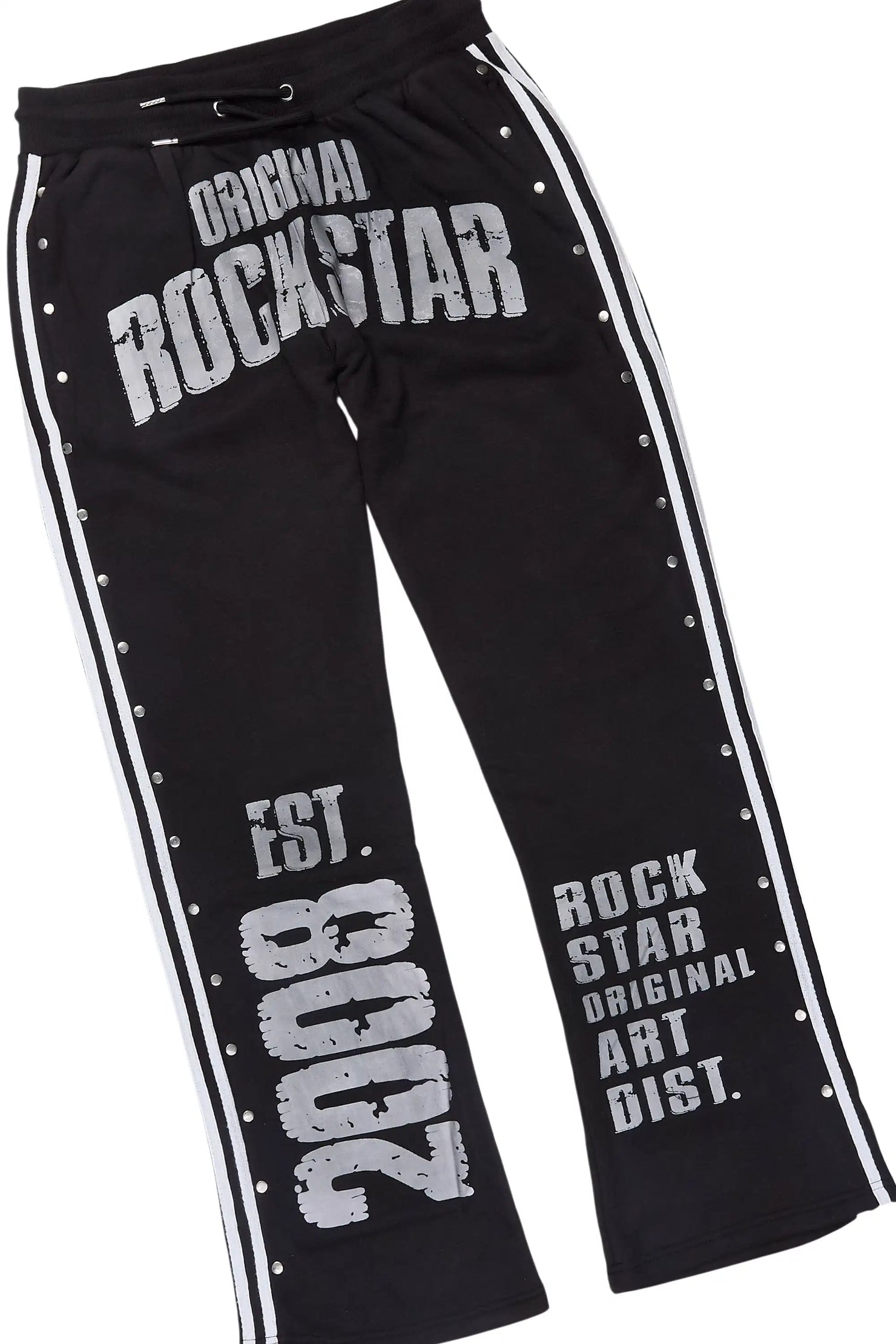 Gusti Black Rhinestone Stacked Flare Hoodie Track Set