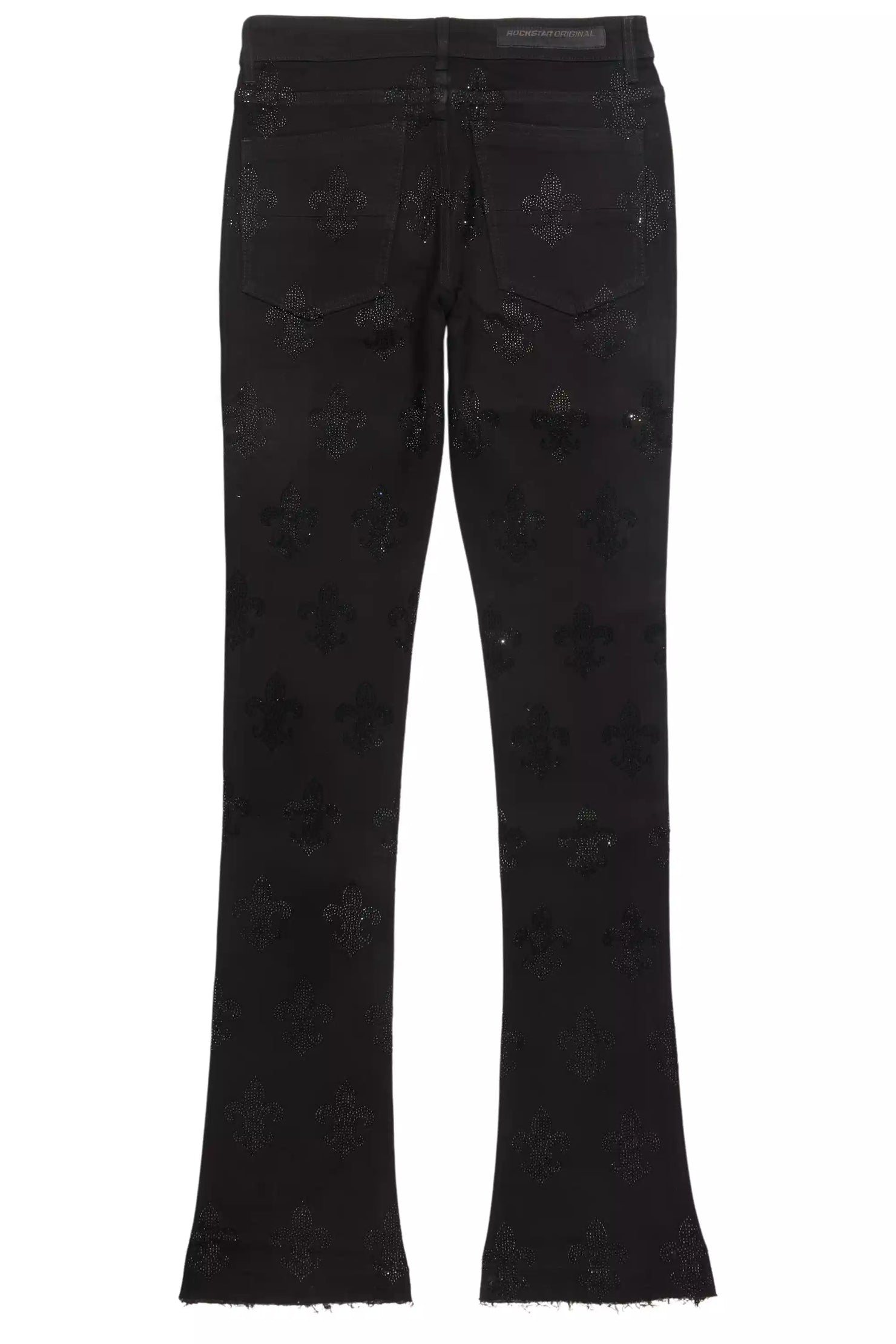 Shyne Black Rhinestone Stacked Flare Jean