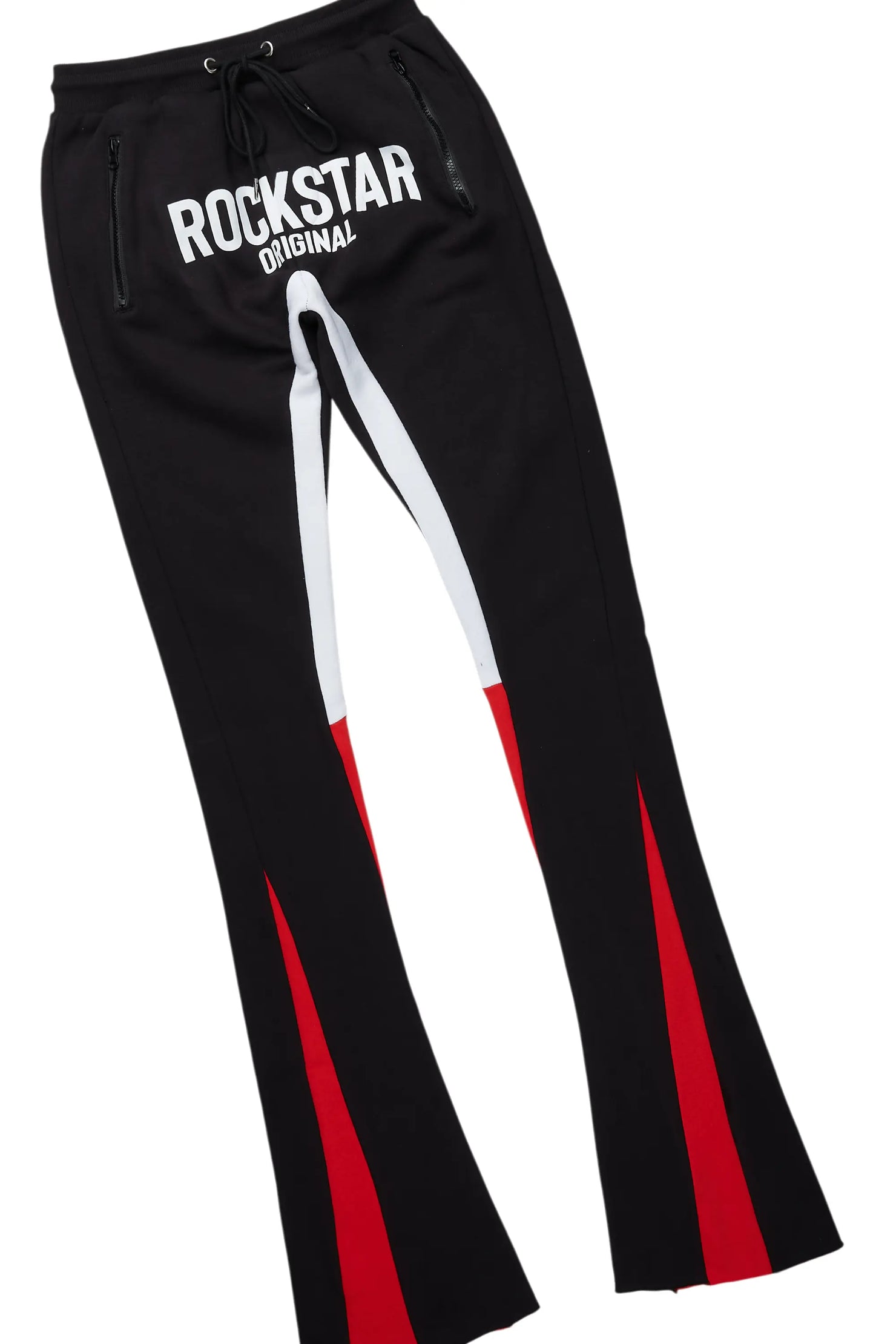 Sana Black/White Hoodie/Stacked Flare Track Pant Set