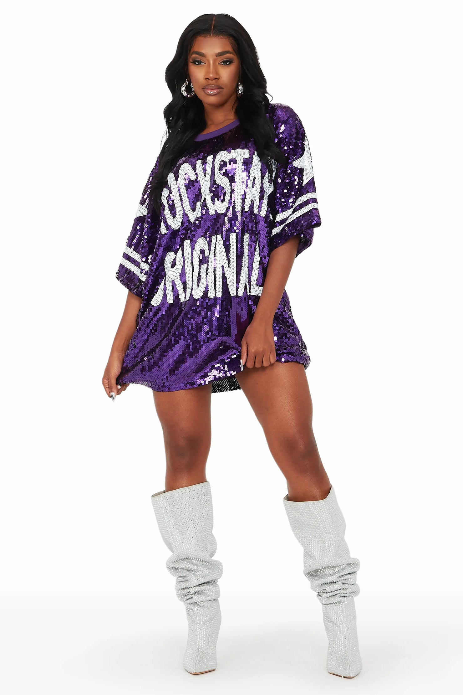 Gameday Purple Sequin Mini Dress