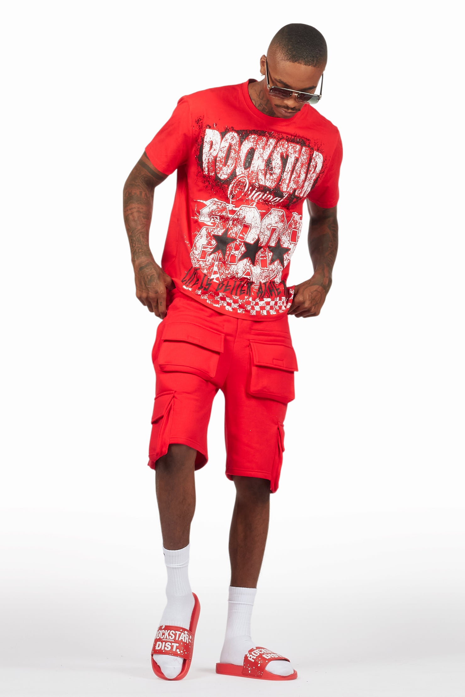 Racing Grung Red/Black T-Shirt Cargo Shorts Set