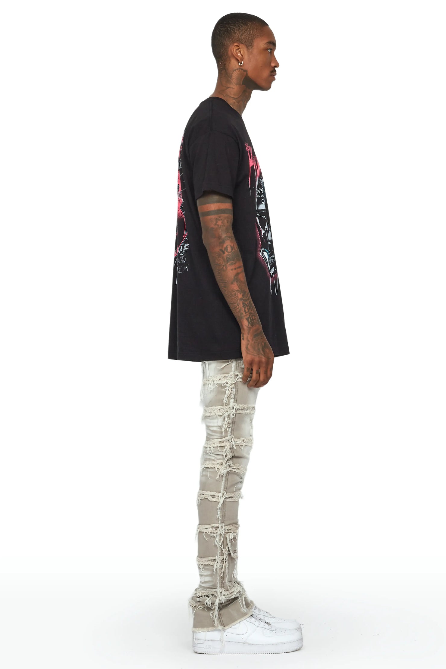 Josie Grey Stacked Flare Jean