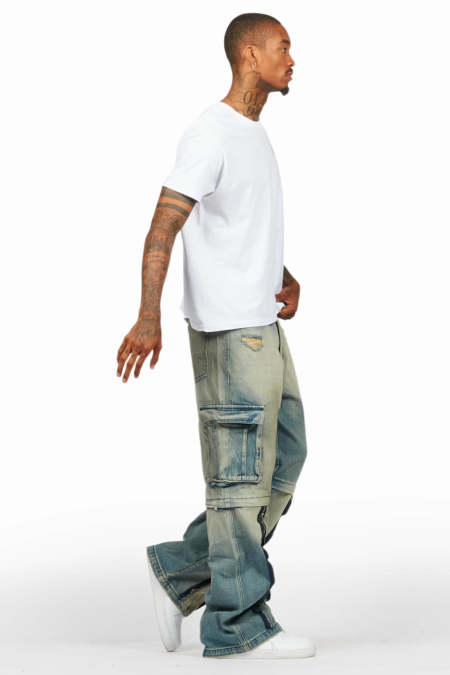 Rupert Vintage Blue Baggy Fit Zip Off Jean