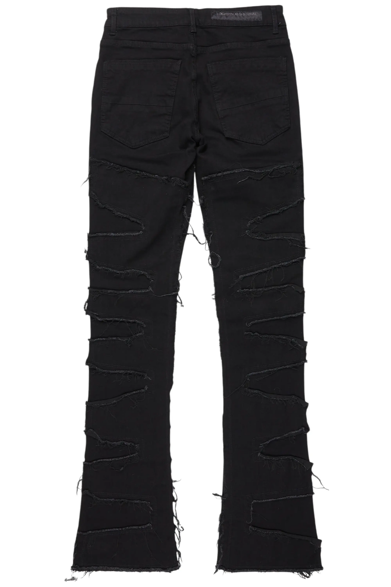 Shaddie Black Painter Stacked Flare Jean