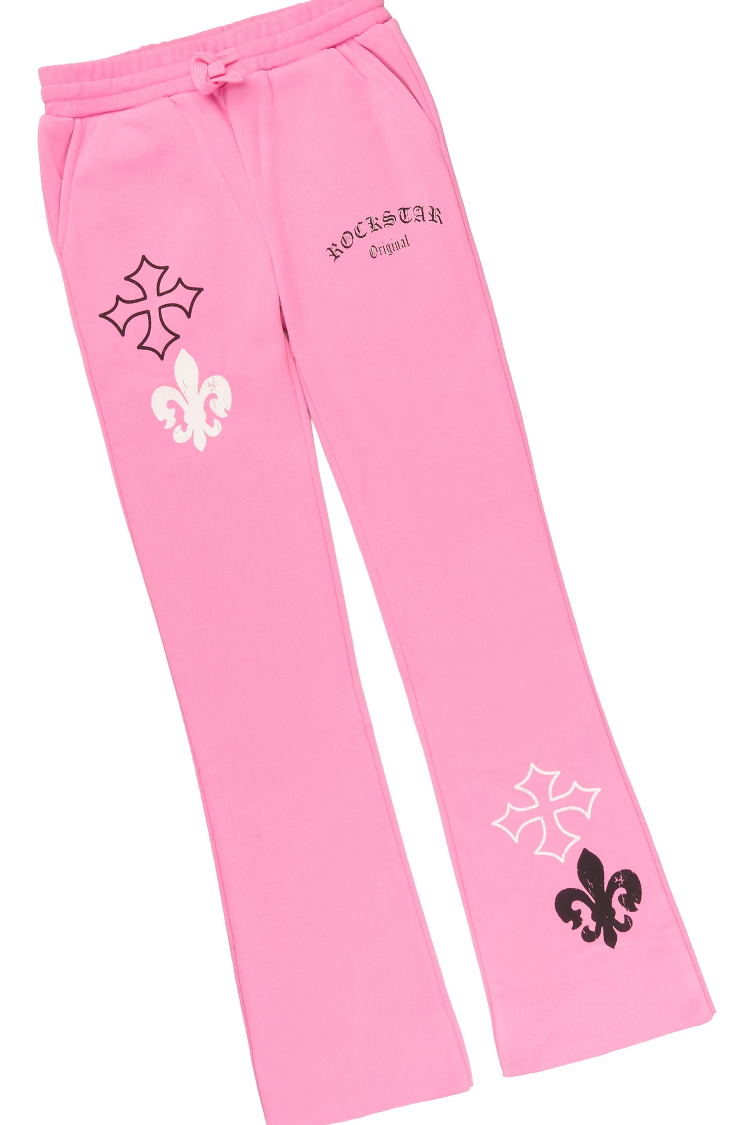 Girls Deshunique White/Pink Long Sleeve T-Shirt Track Set