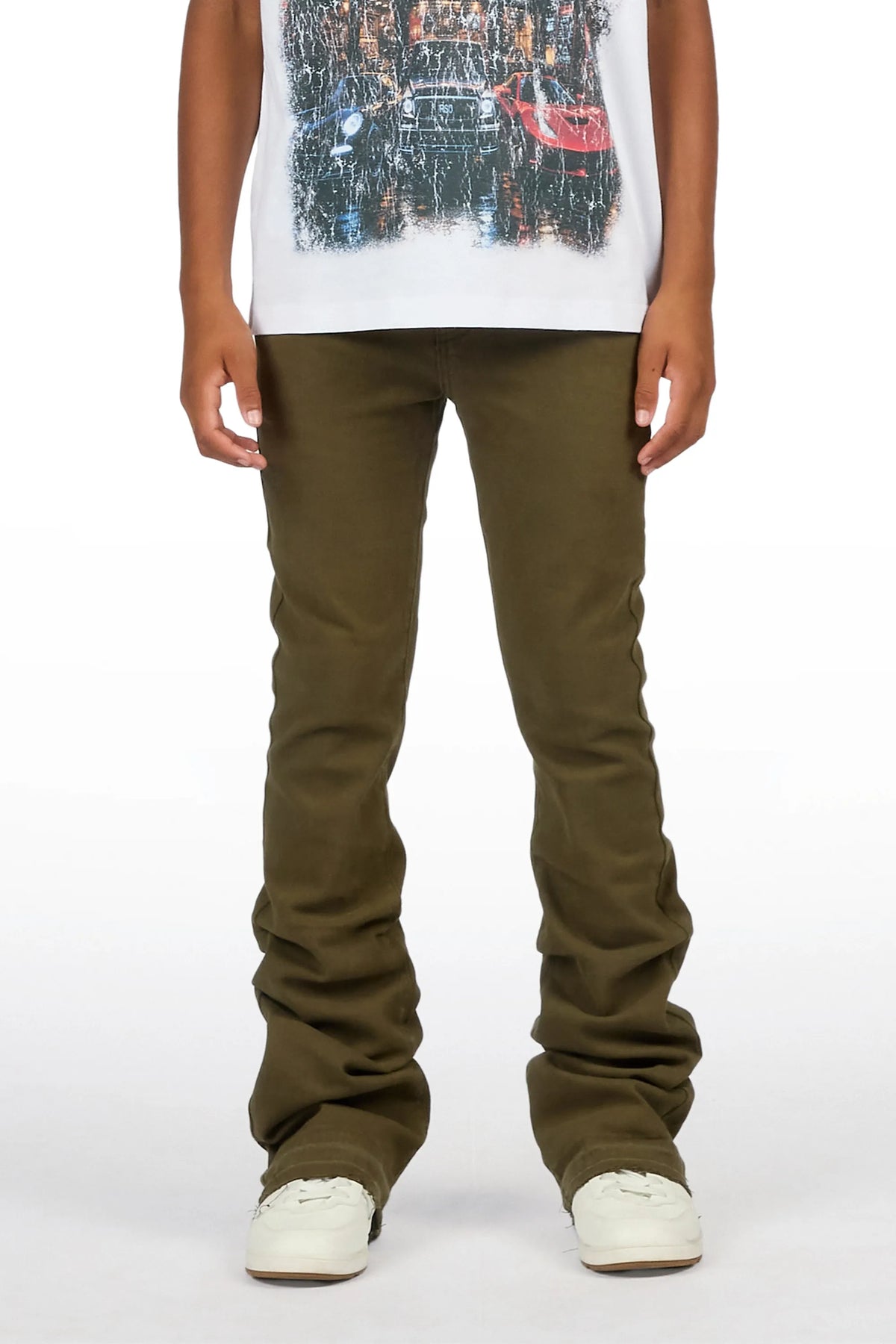 Boys Dag Olive Stacked Flare Jean