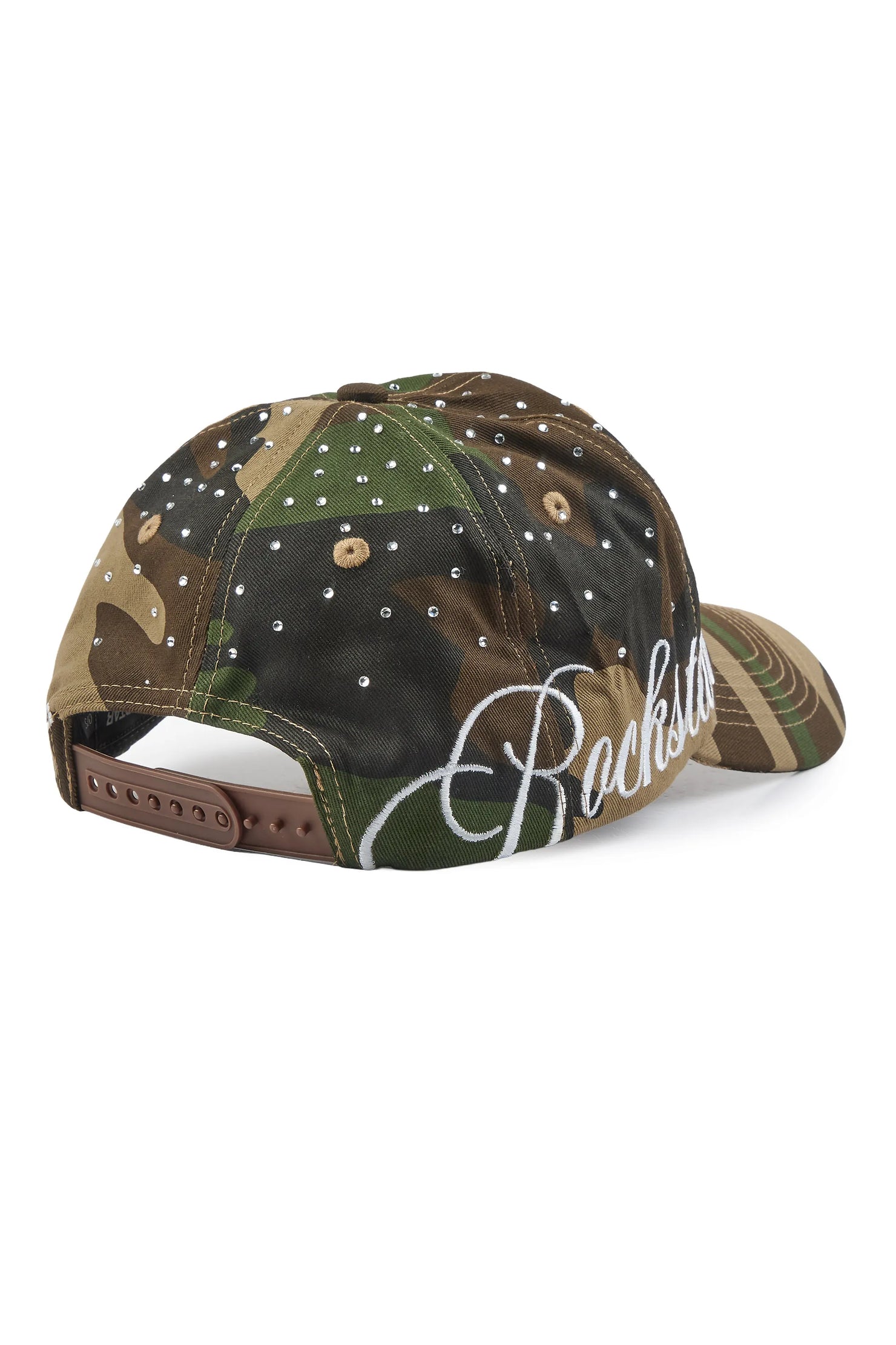 Estana Camo Rhinestone Trucker Hat