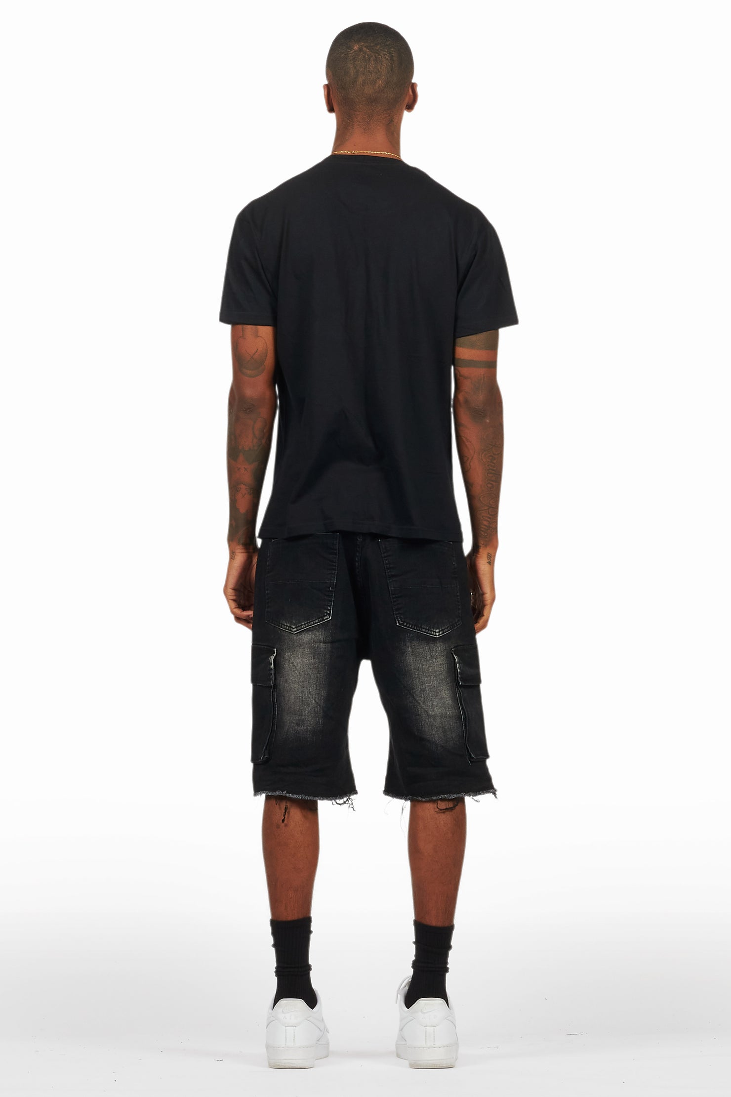 Kalix Black T-Shirt/Denim Short Set