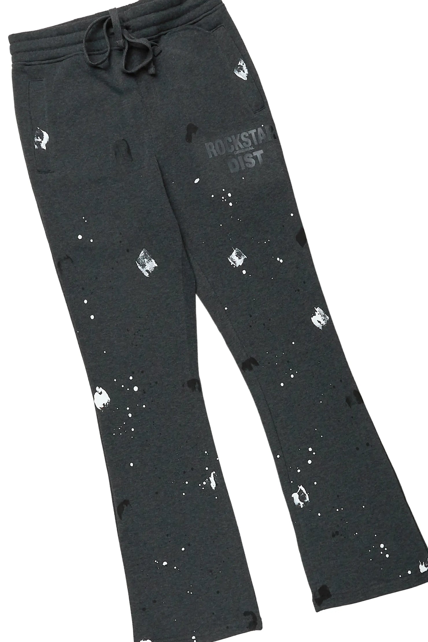 Scottie Charcoal Paint Splatter Hoodie/Stacked Flare Track Set