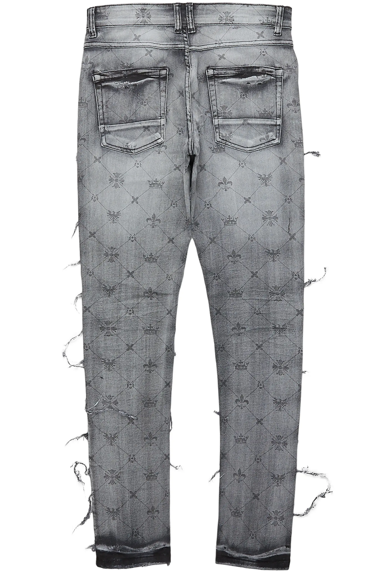 Pasha Black Wash Slim Fit Frayed Jean