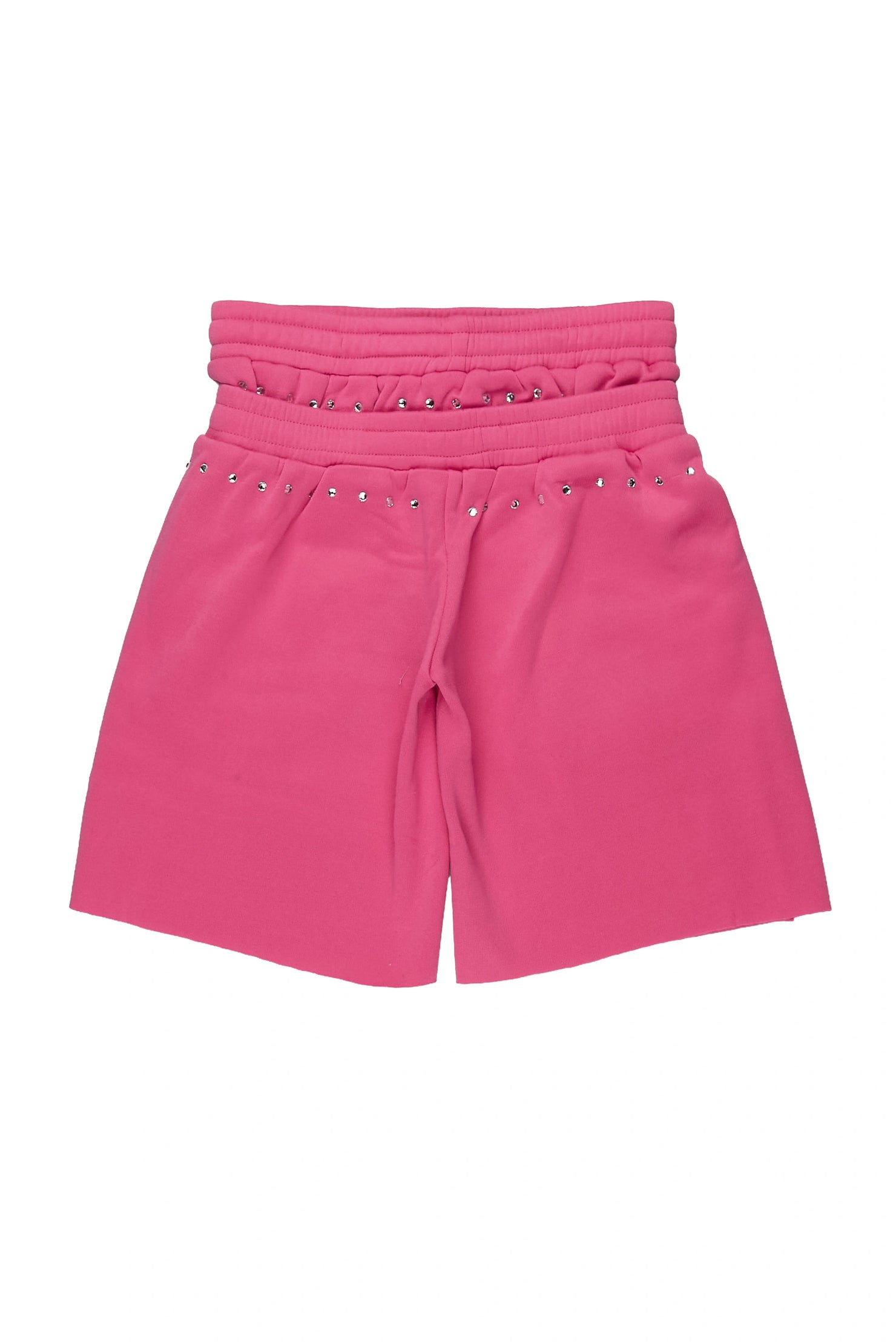 Girls Dezstany Pink Rhinestone Double Waisted Short