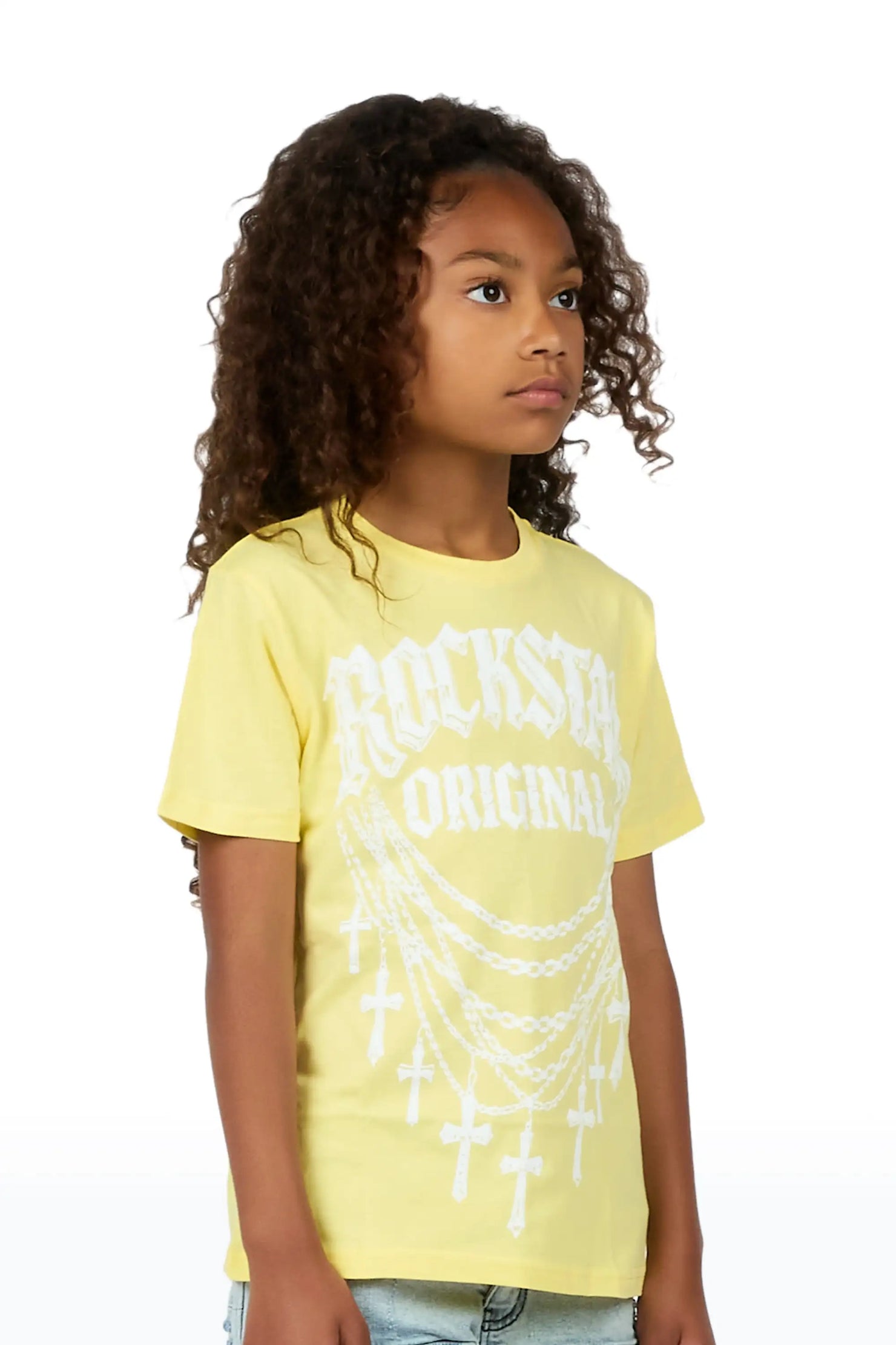 Girls Jetty Light Yellow Graphic T-Shirt