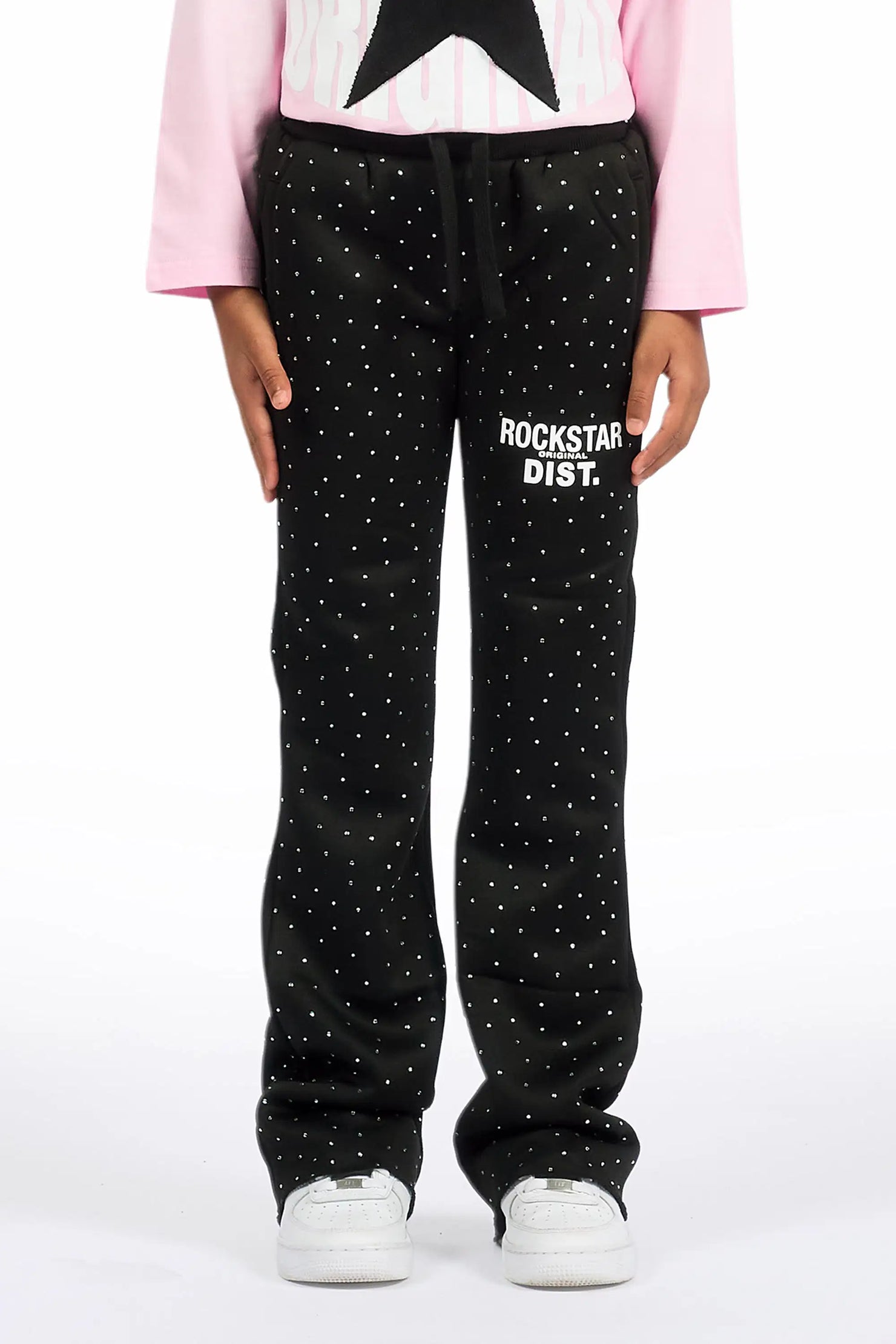 Girls Juliana Rhinestone Black Track Pant