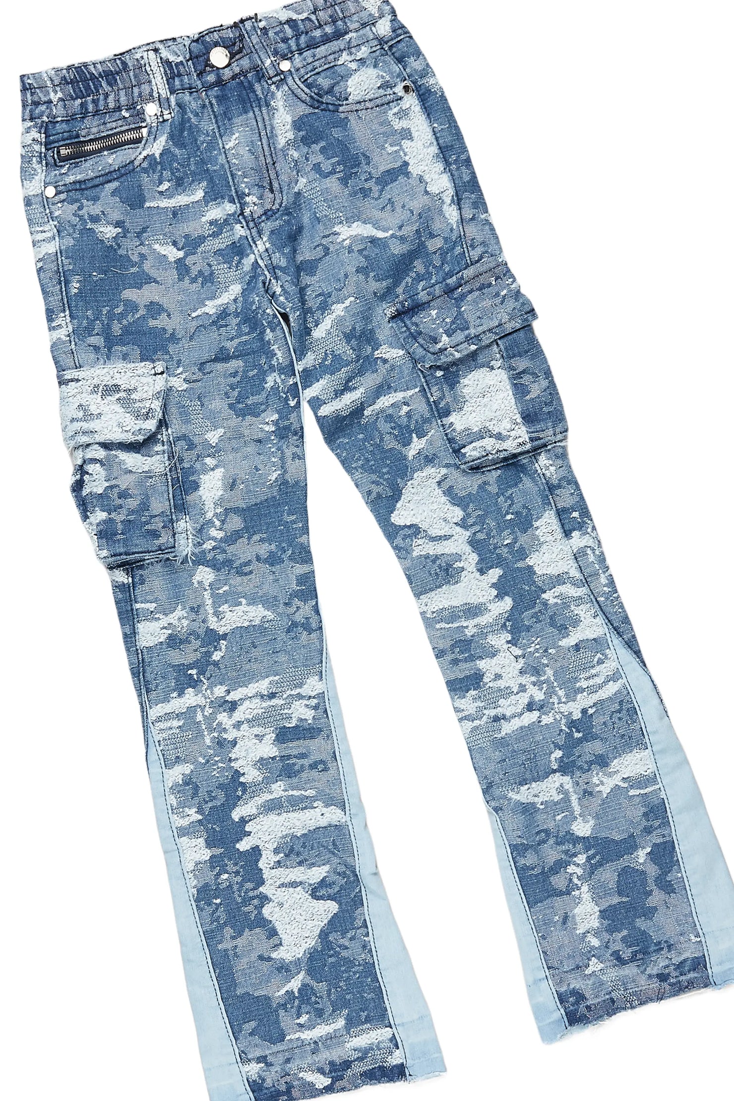 Boys Artie Royal Blue Hoodie/Stacked Flare Jean Set