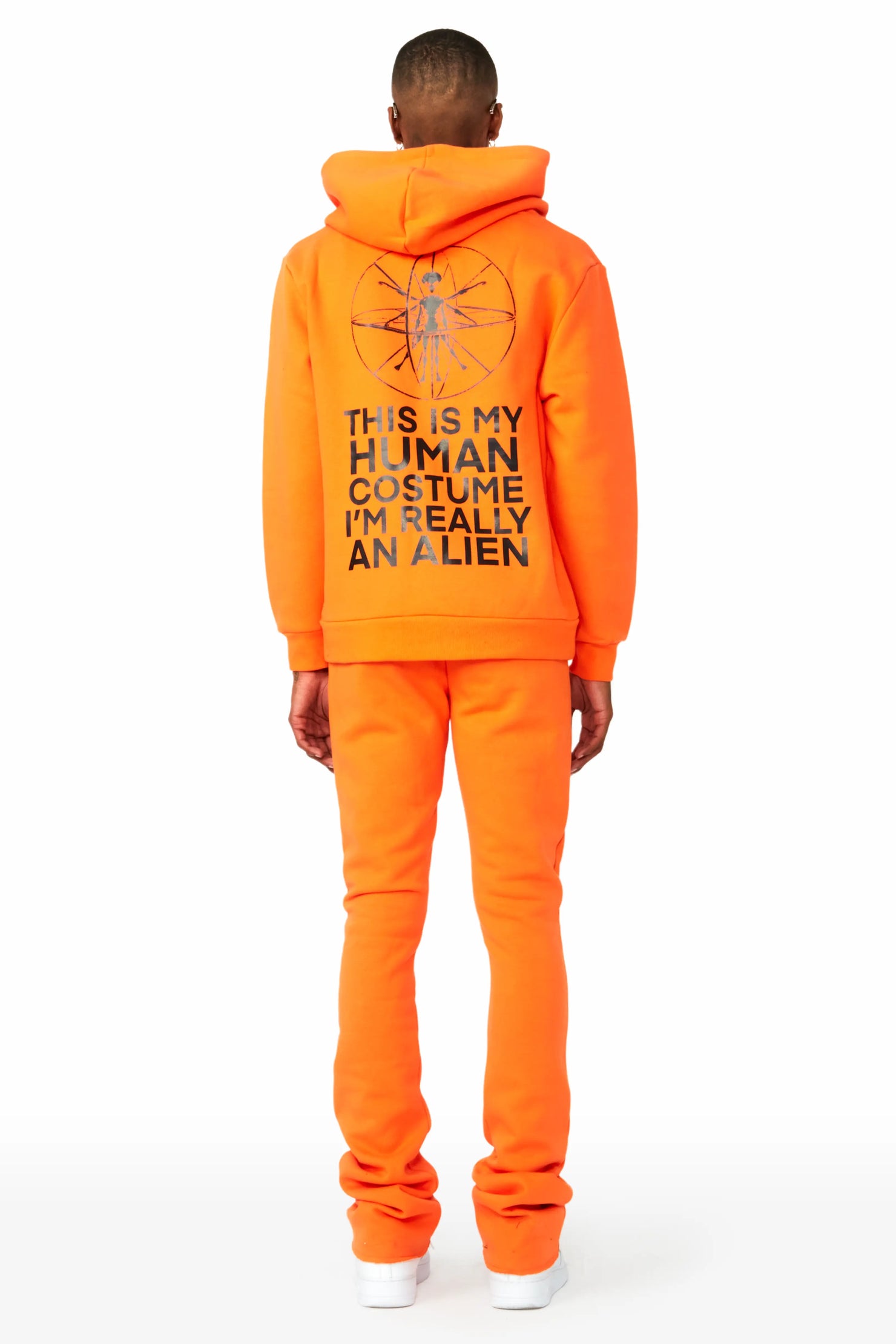 Yarden Orange Graphic Hoodie/Stacked Flare Pant Track Set