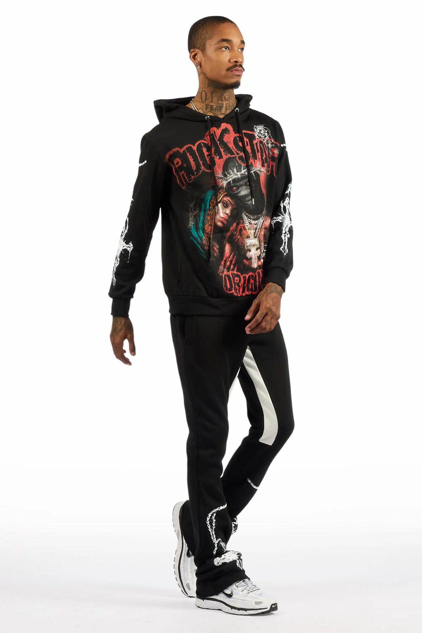 Vontae Black/Red Hoodie/Stacked Flare Track Set