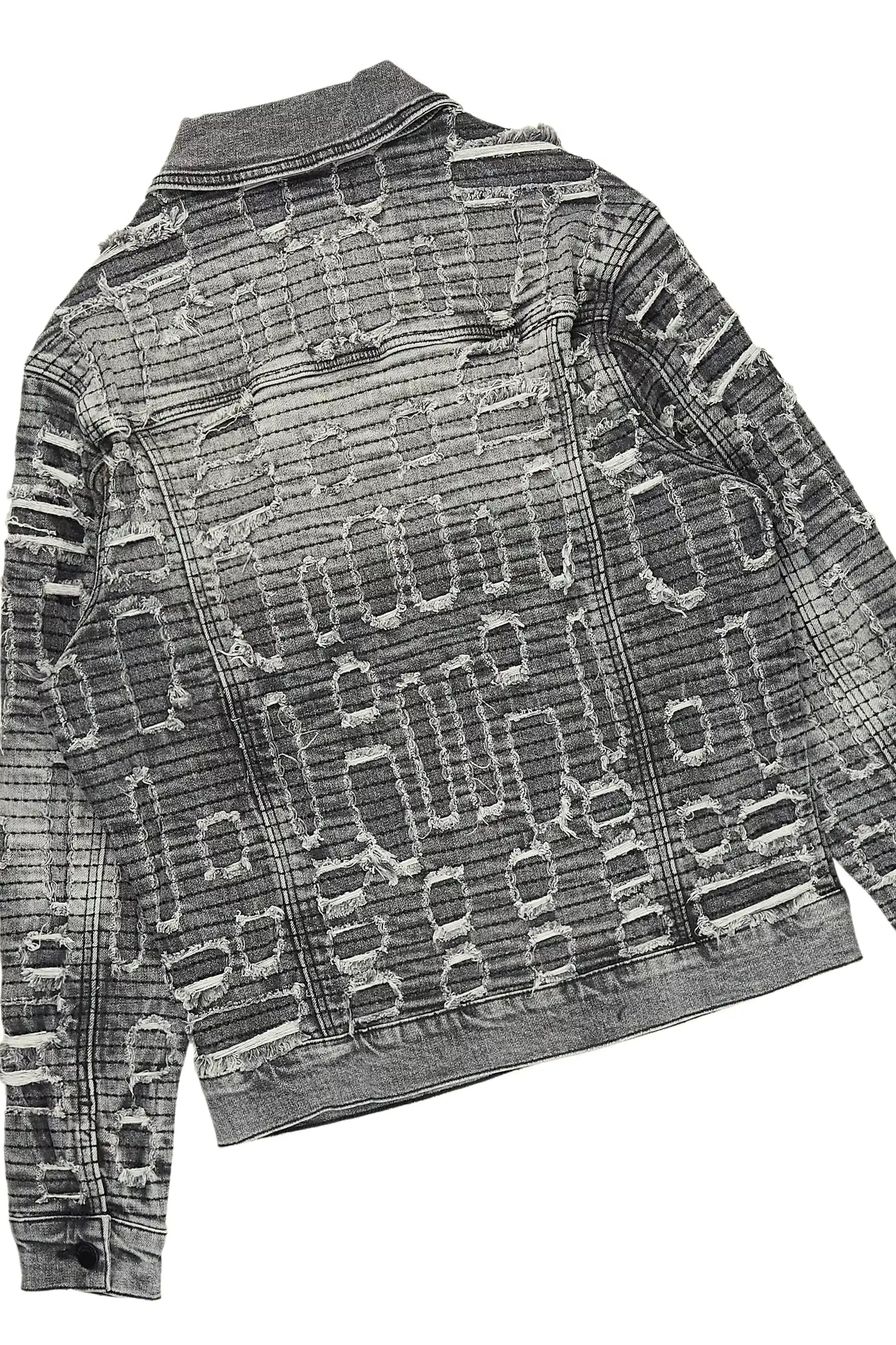 Gribo Grey Denim Jacket/Stacked Flare Jean Set