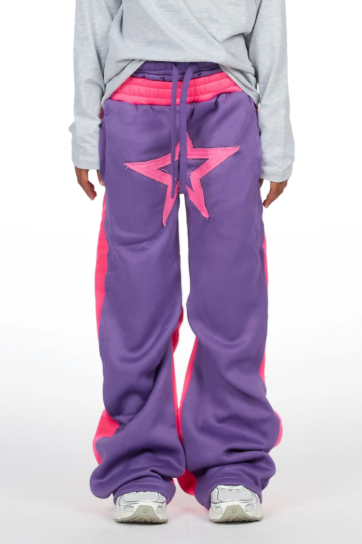 Girls Canaan Purple Double Waisted Baggy Track Pant
