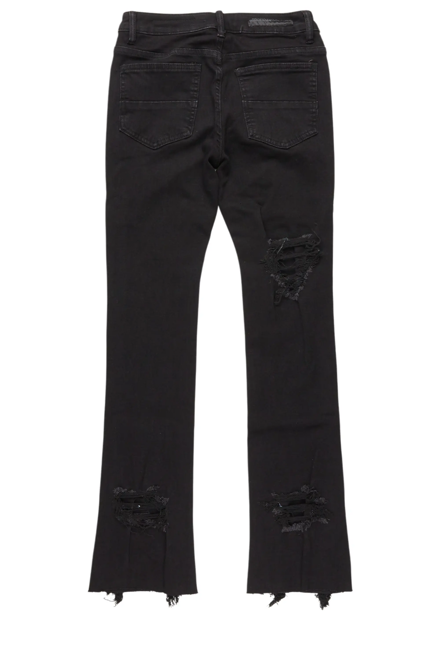 Boys Fateh Jet Black  Stacked Flare Jean