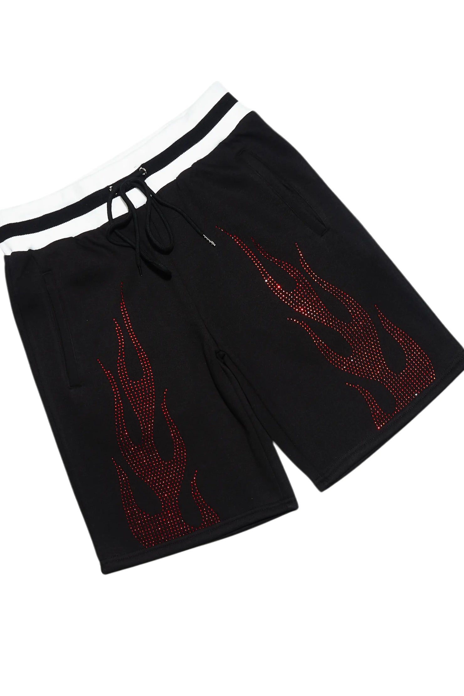 Bellamy Black/Red Rhinestone Tee Short Set