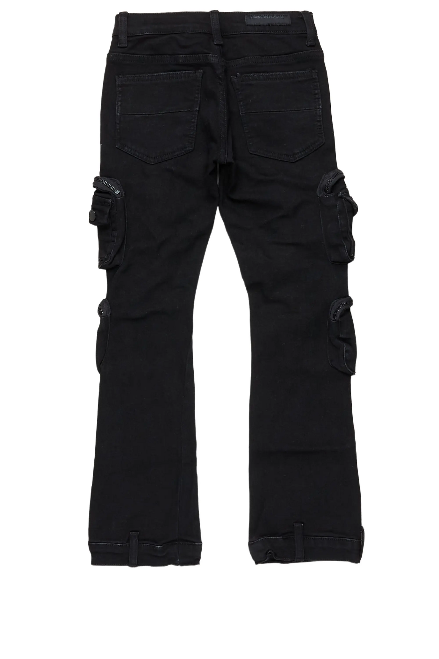 Girls Alisson Black Stacked Flare Jean