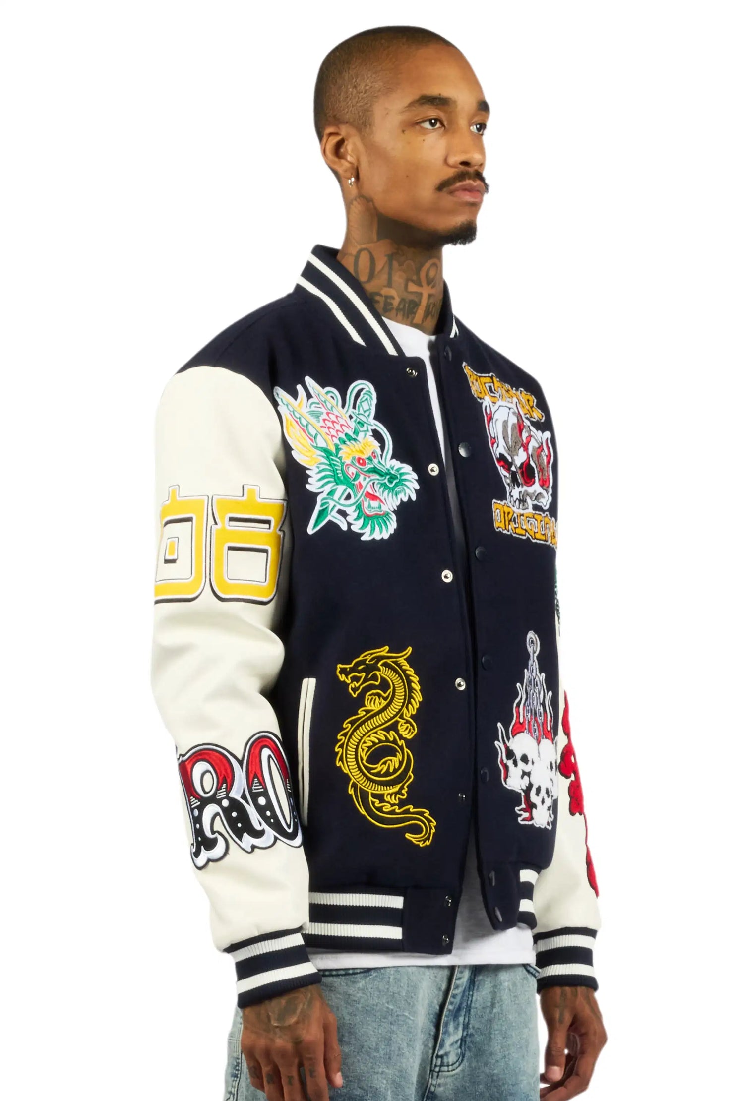 Python Navy Varsity Jacket