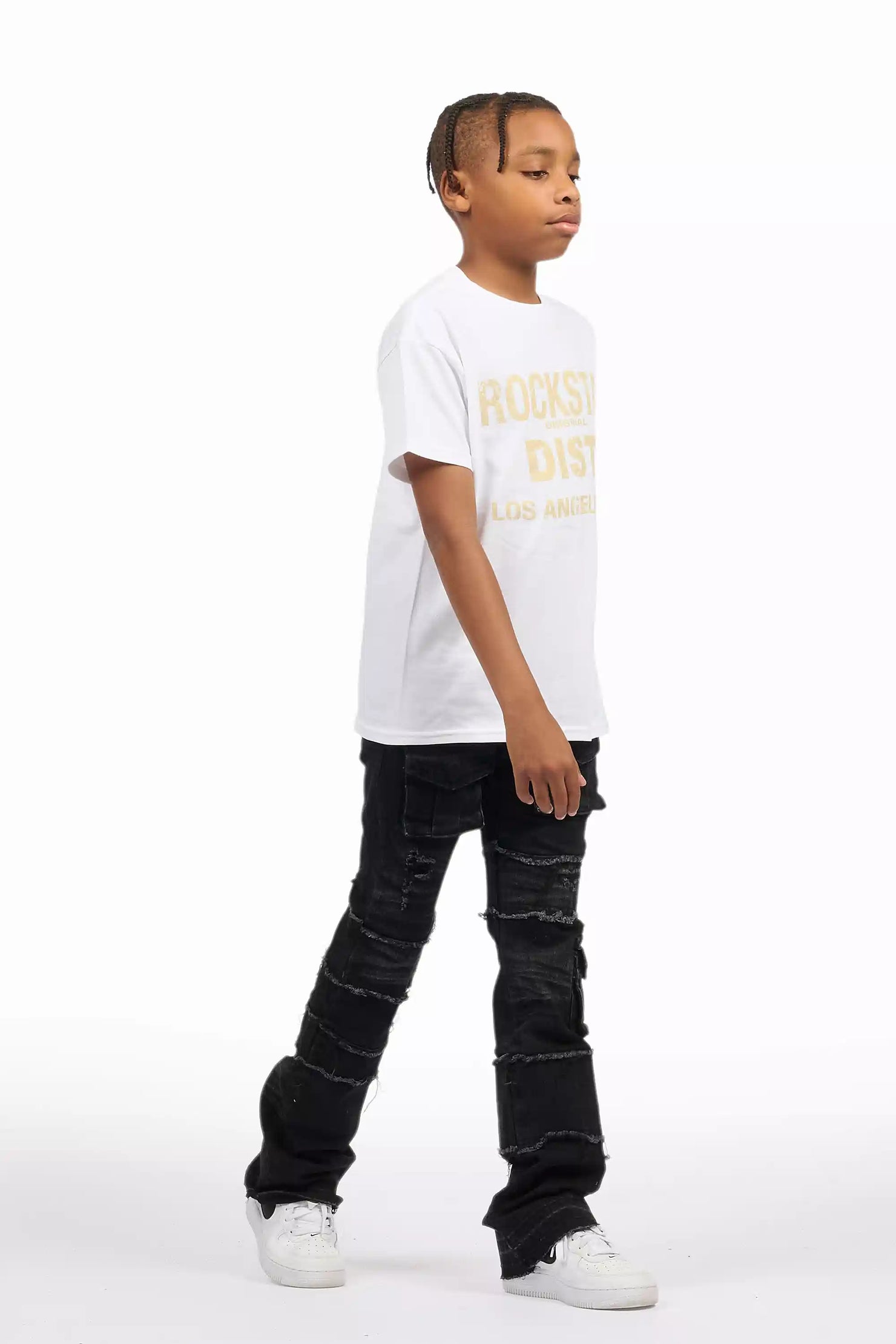 Boys Folant Dark Grey Stacked Flare Jean
