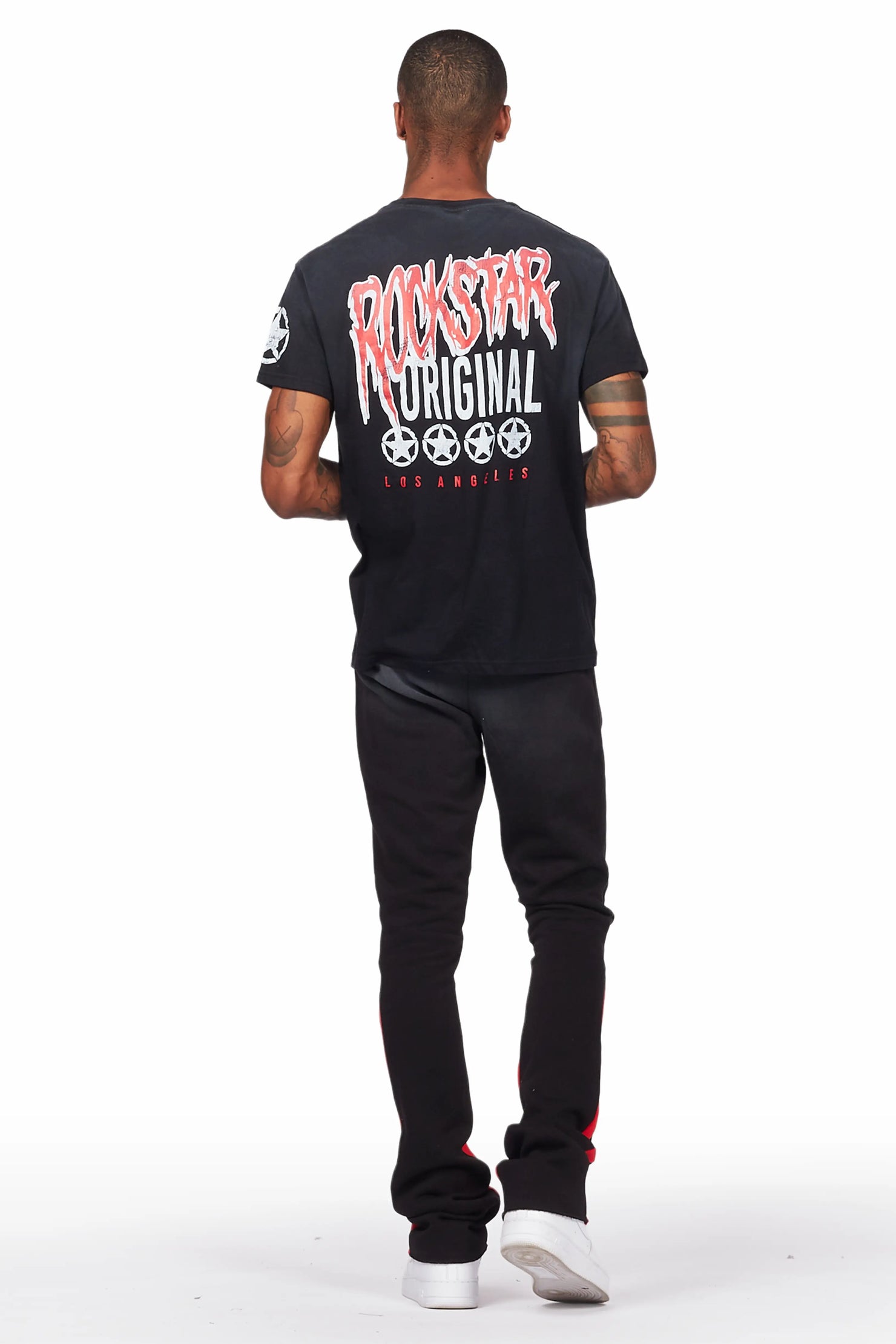 Wizzurd Black T-Shirt/Stacked Flare Pant Set