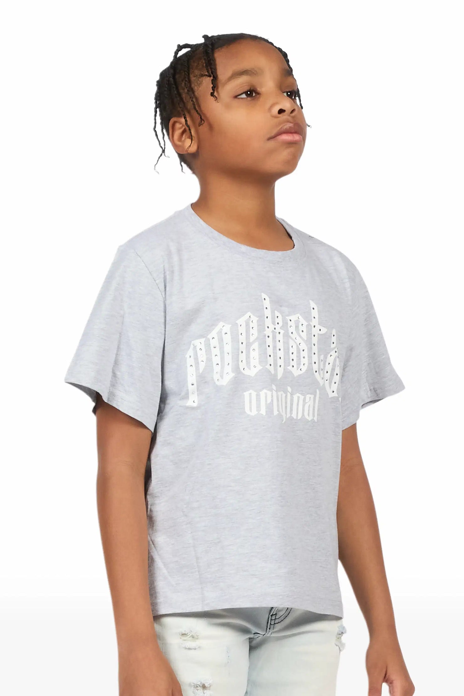 Boys Sherriso Heather Grey Rhinestone T-Shirt