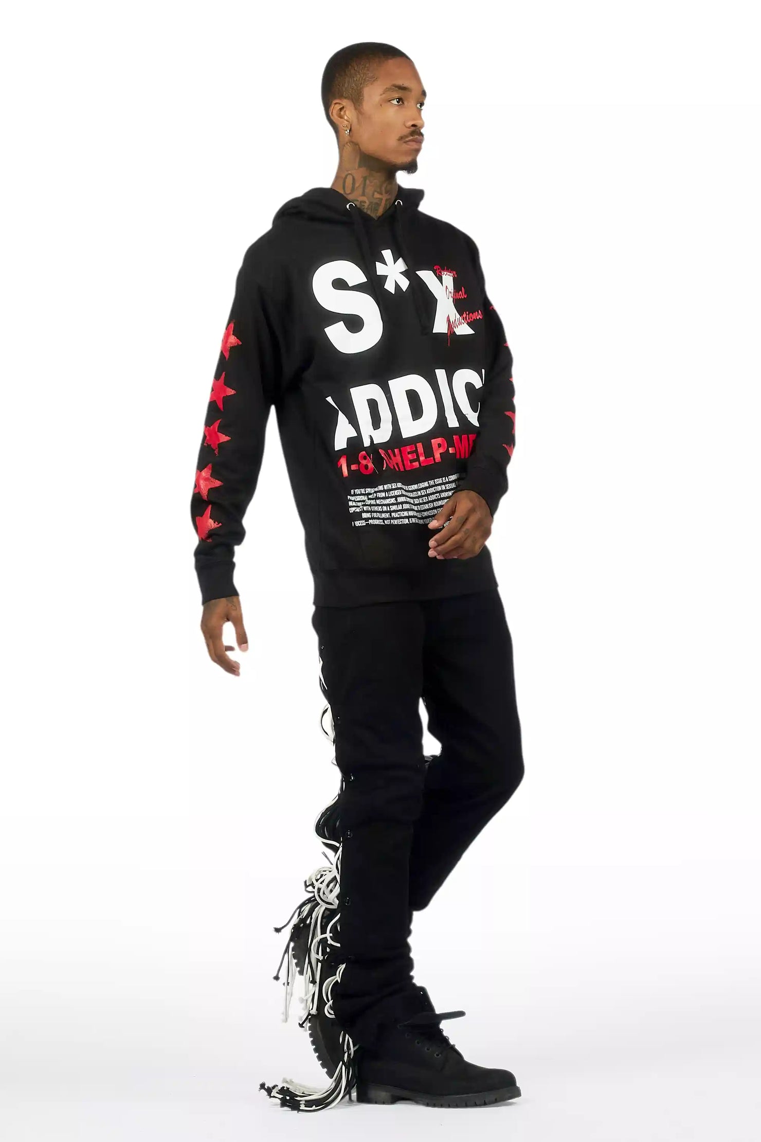 Otto Black Stacked Flare Jean