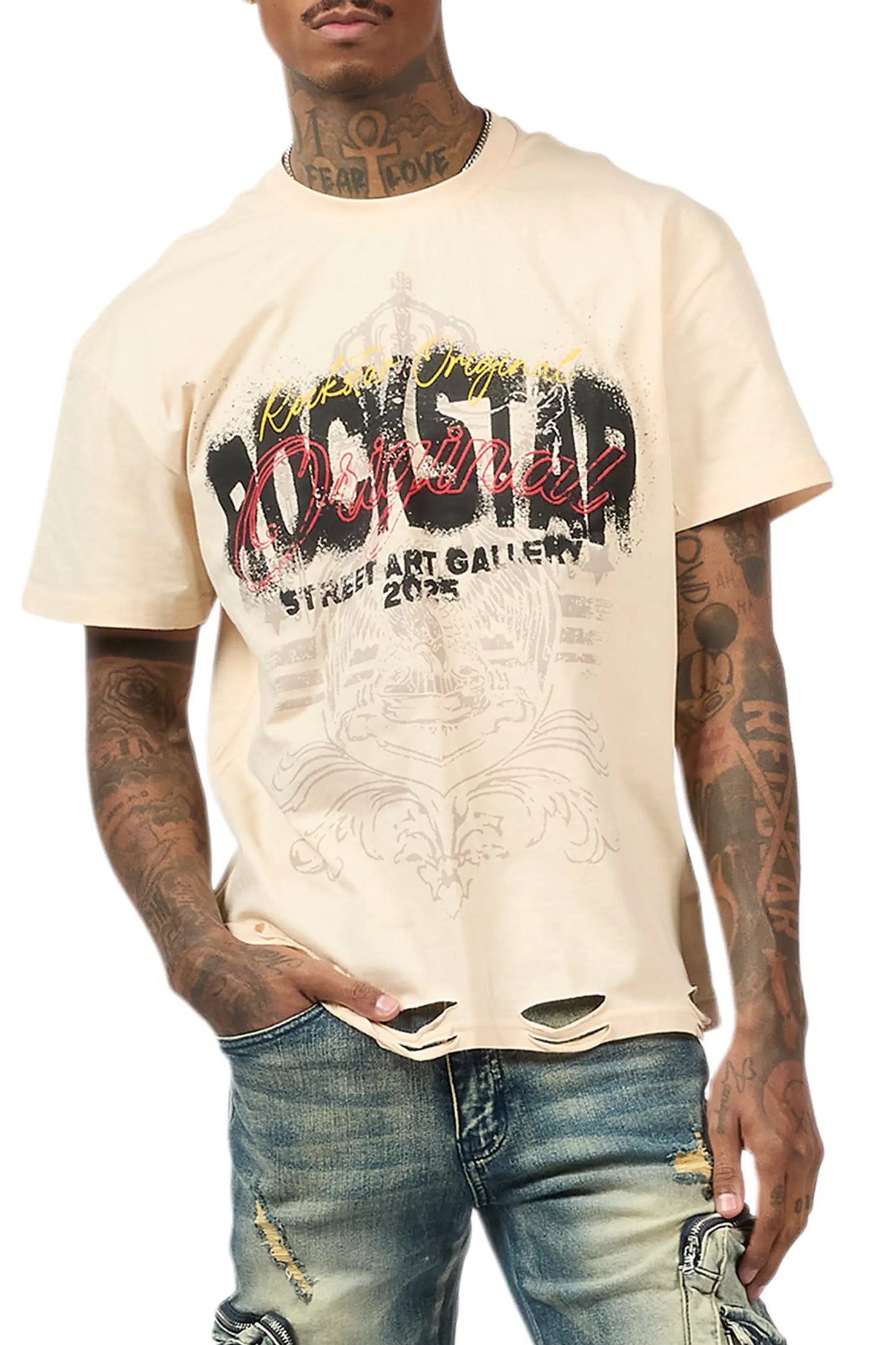 Irix Beige Oversized Graphic T-Shirt