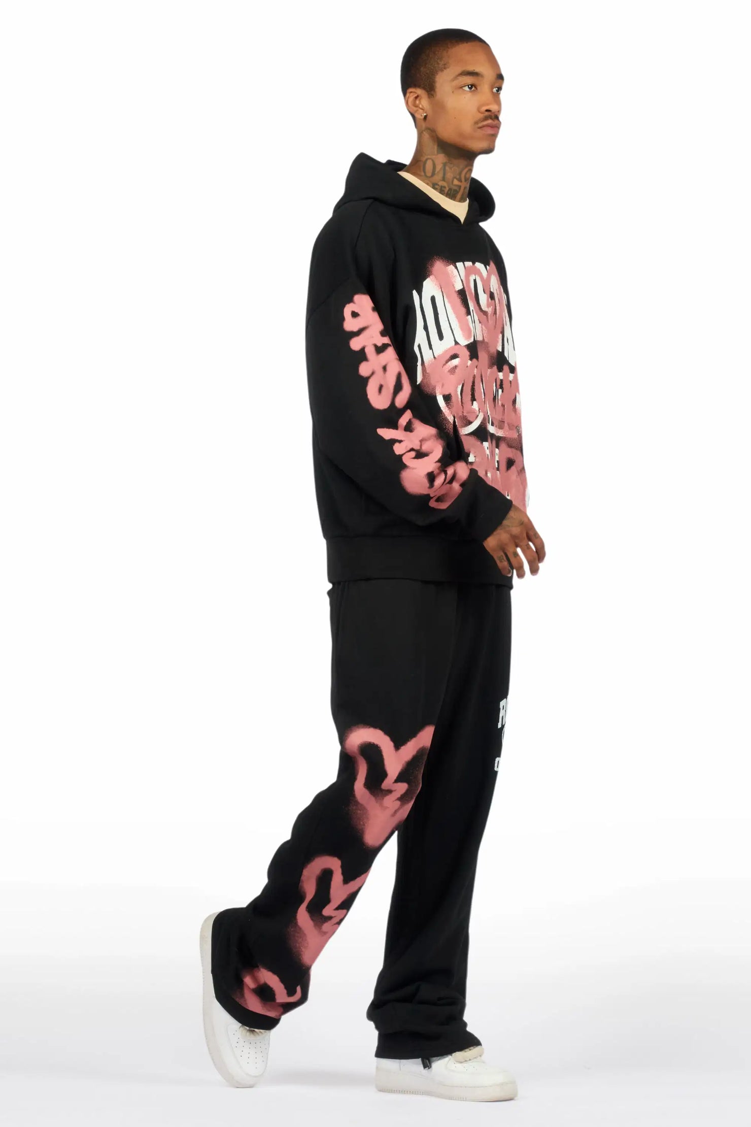 Loverdose Black Hoodie/Baggy Pant Track Set