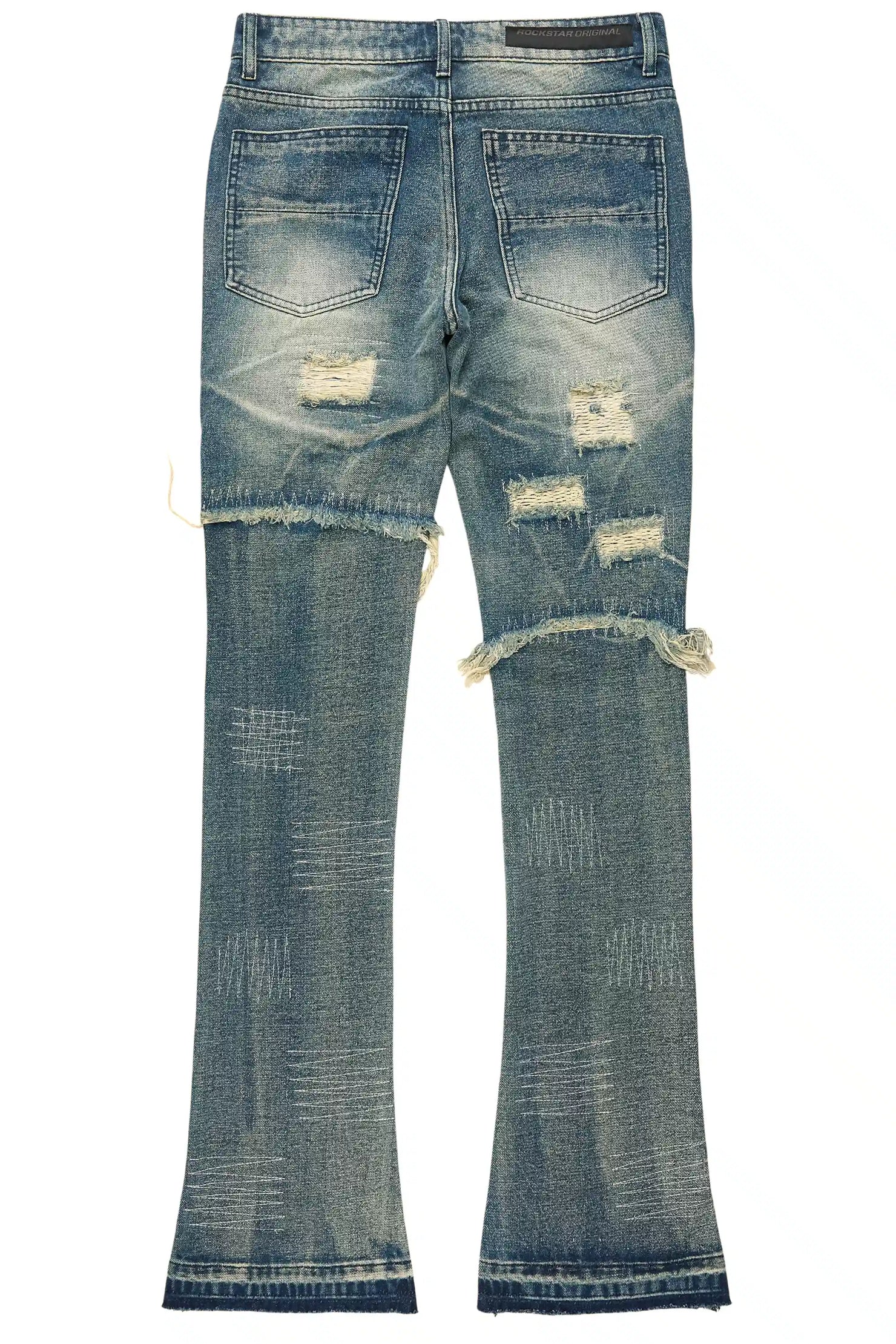 Foreign Medium Blue Wash Stacked Flare Jean