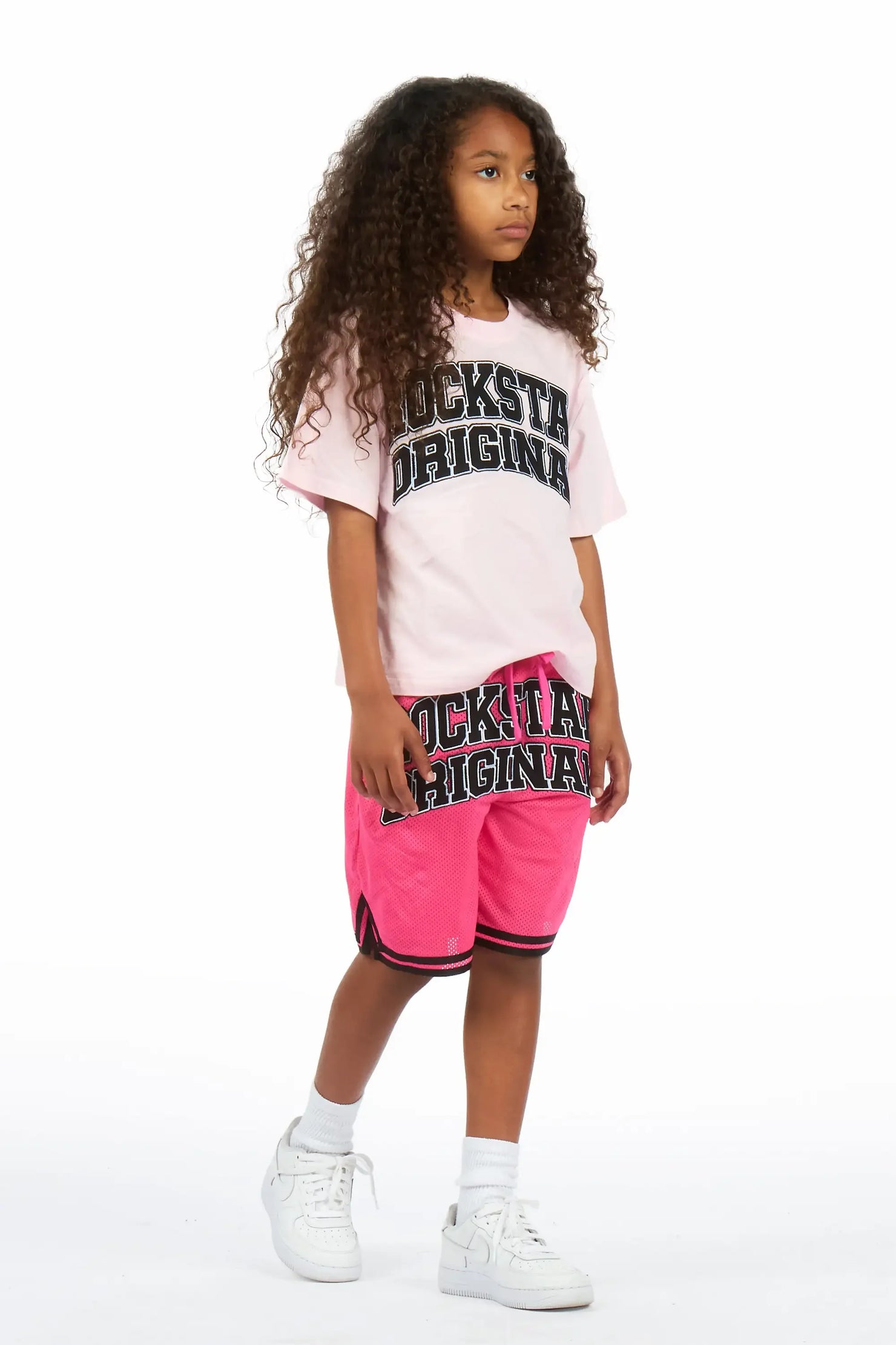Girls Vanissa Pink Fitted T-Shirt Short Set