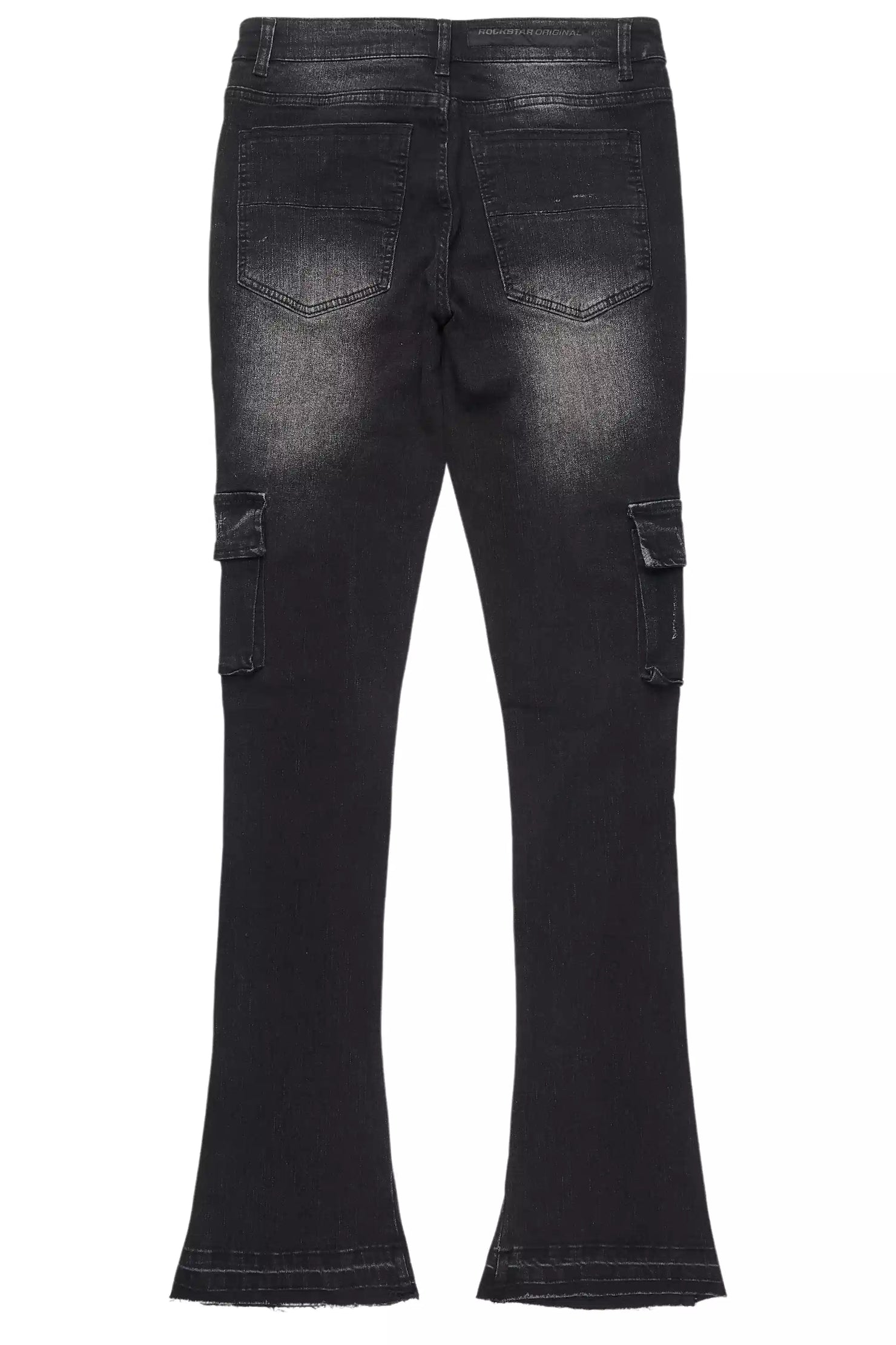 Zaid Dark Grey Stacked Flare Jean