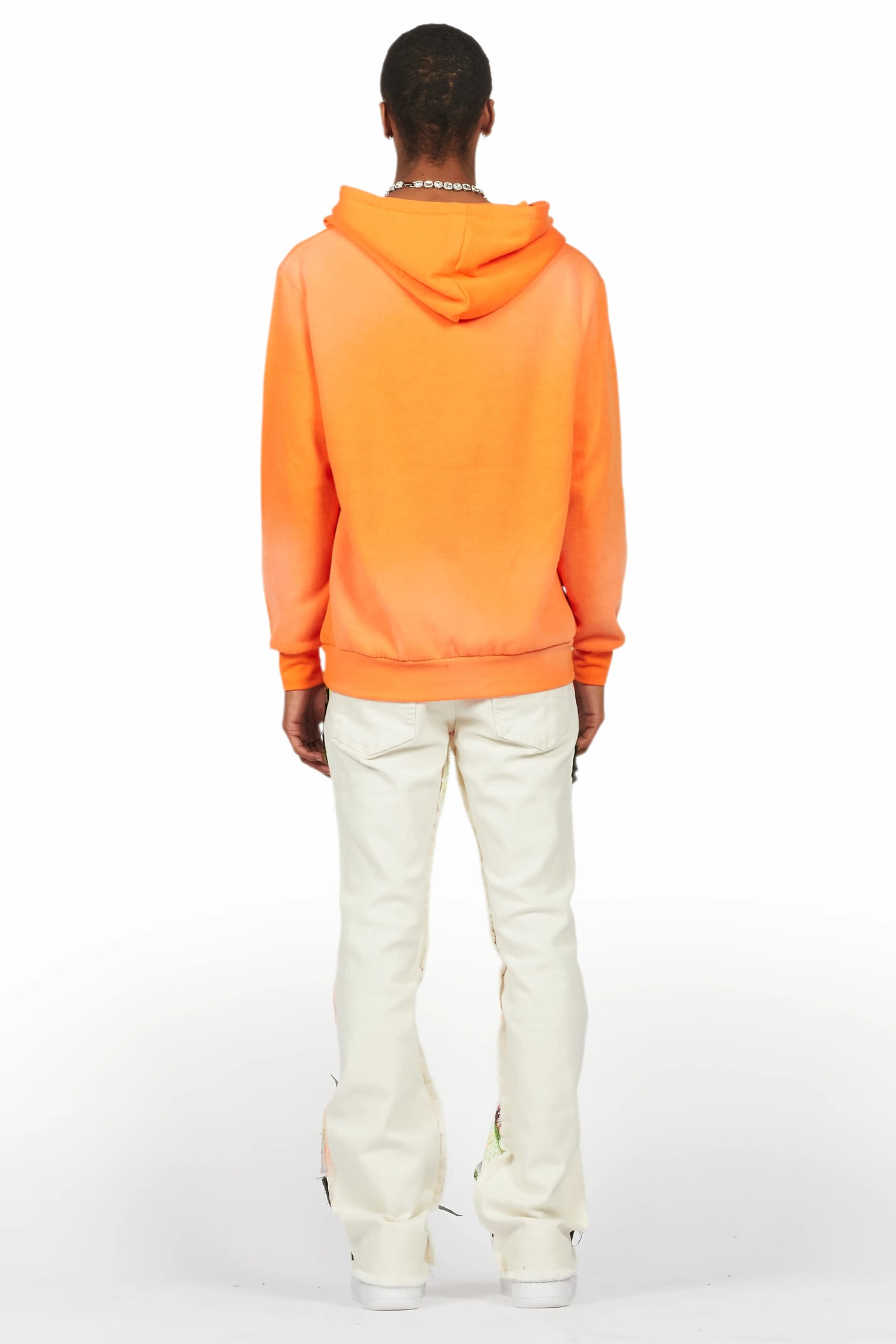 Helki Beige/Green Roller Paint Stacked Flare Jean