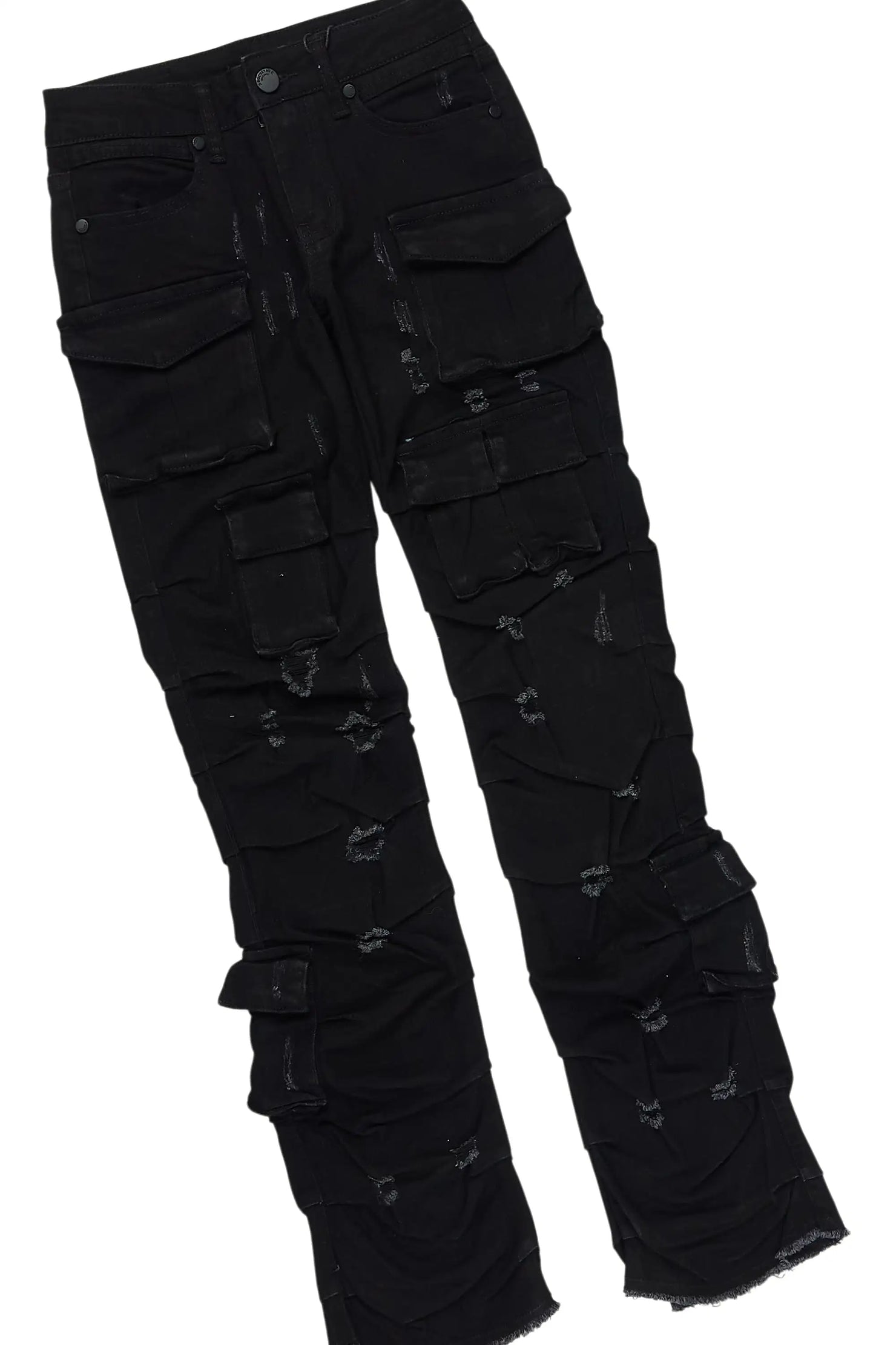 Boys M4 Toys Black Hoodie Stacked Jean Set