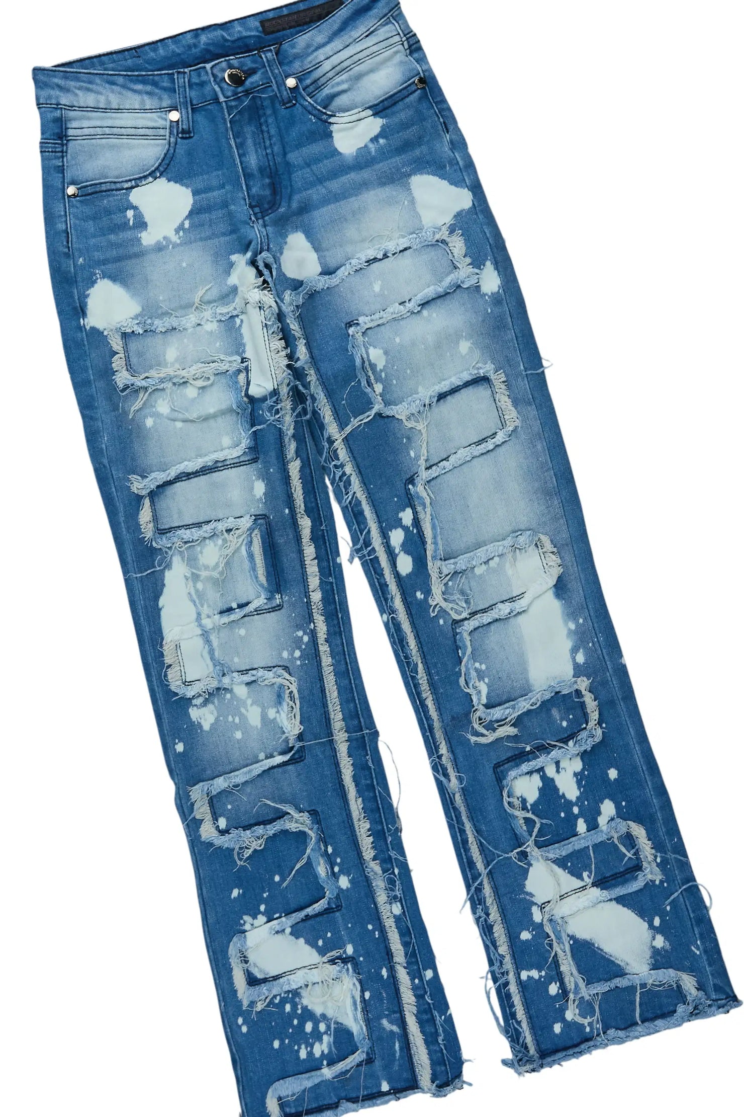 Boys M4 Toys Royal Blue Hoodie & Laban Blue Bleach Stacked Jean Set