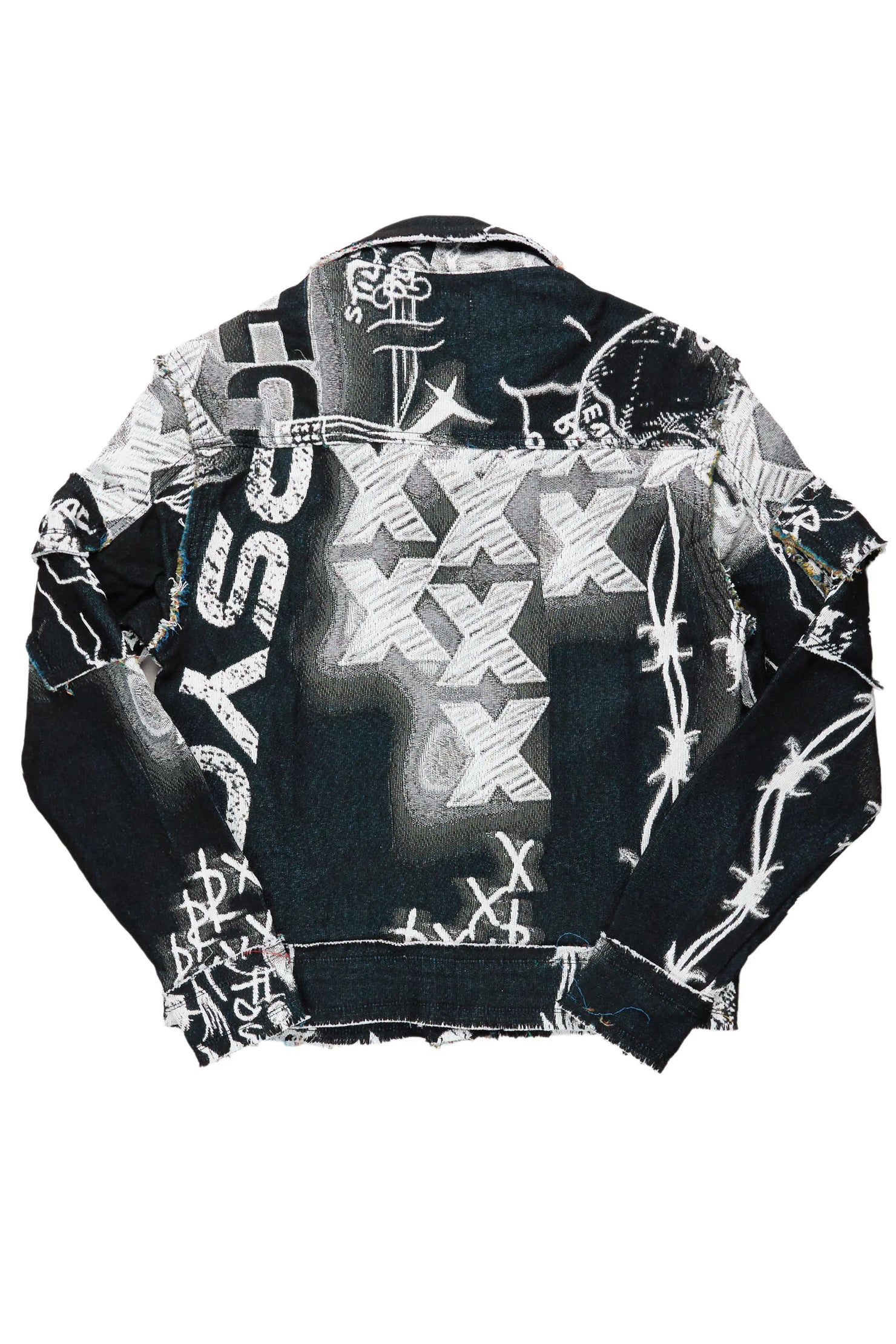 Zane Black/White Tapestry Trucker Jacket