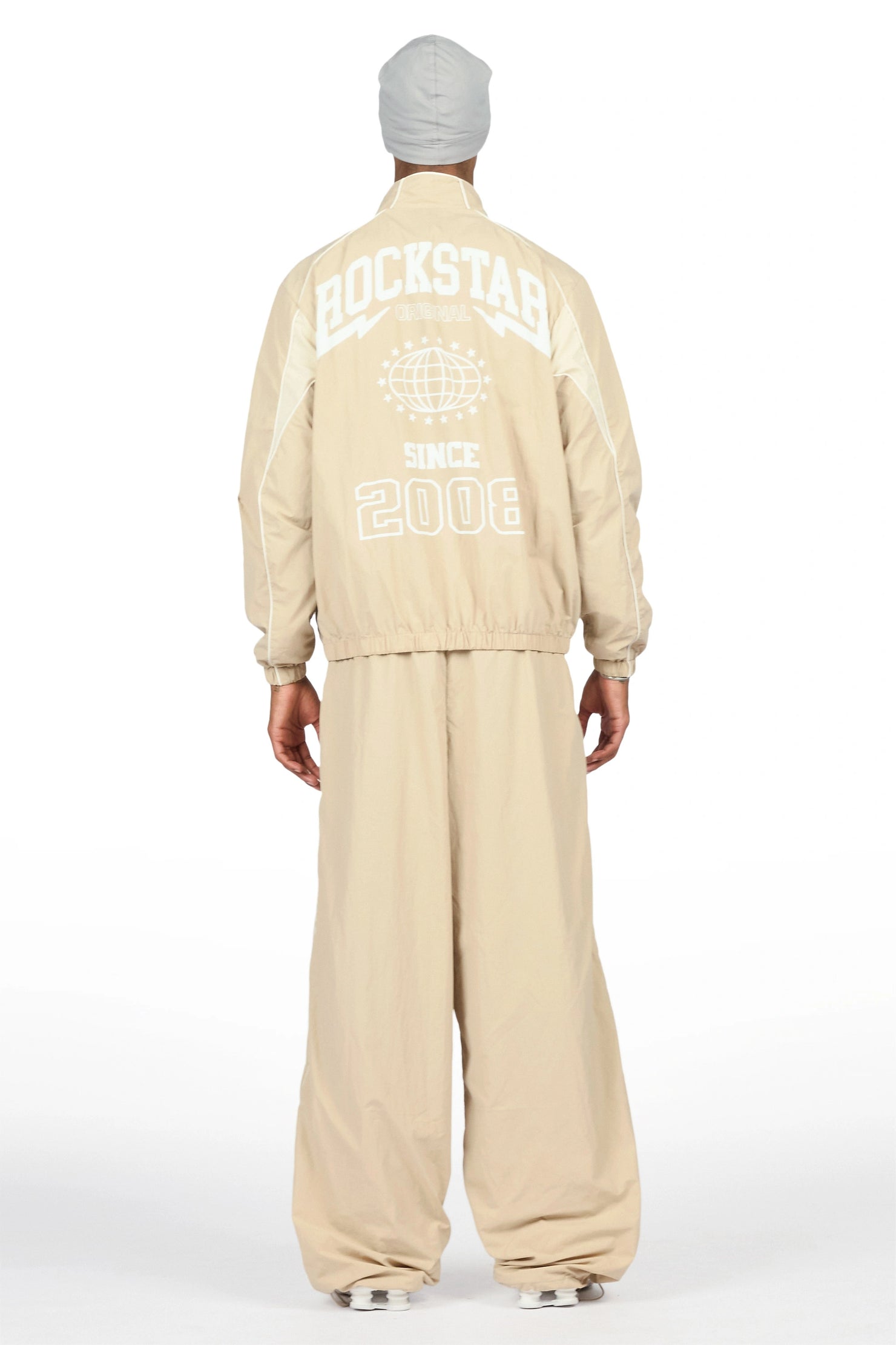 Ventoso Beige Windbreaker Baggy Fit Track Set